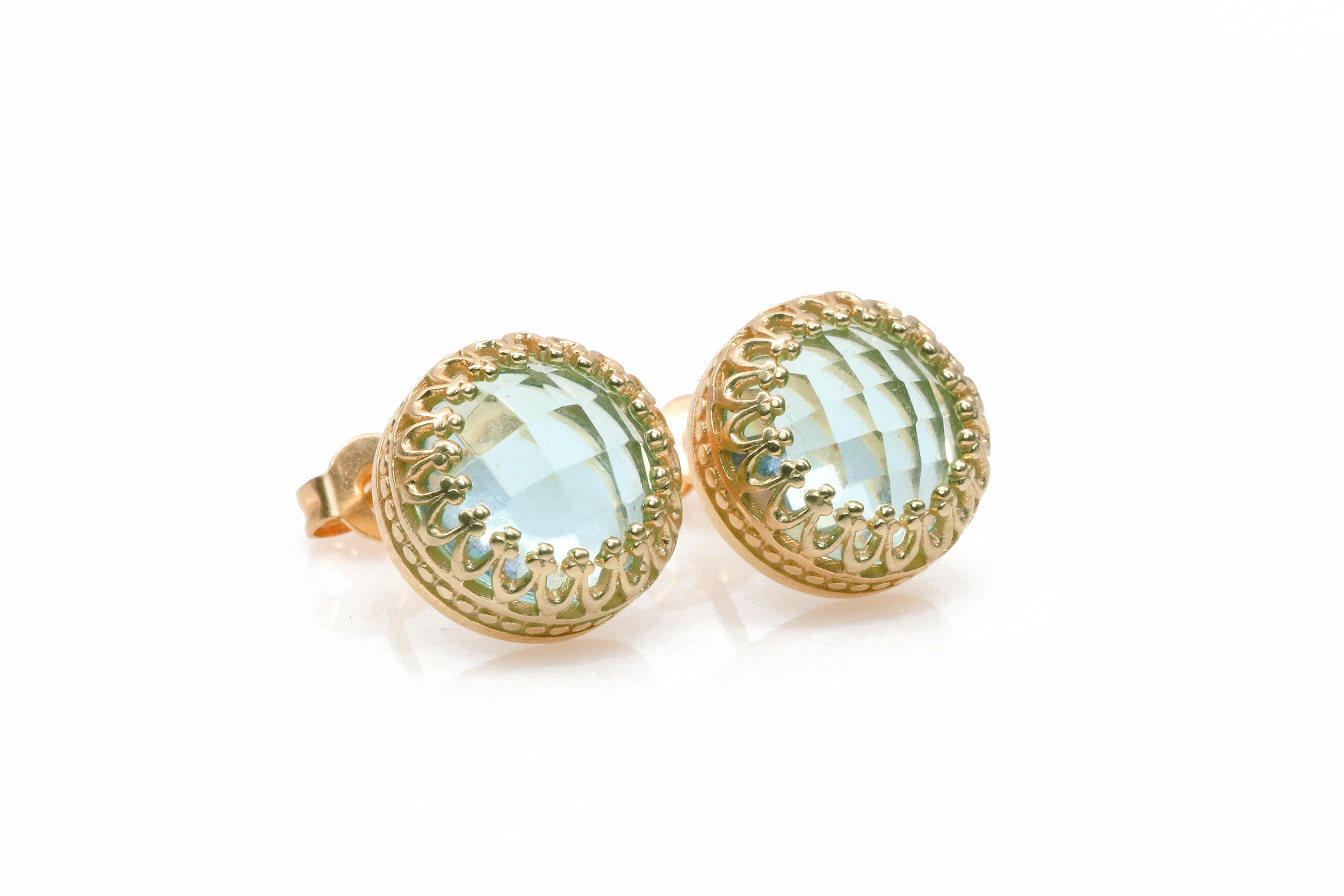 Blue Topaz Rose Gold Earrings for Women Earrings Anemone Jewelry