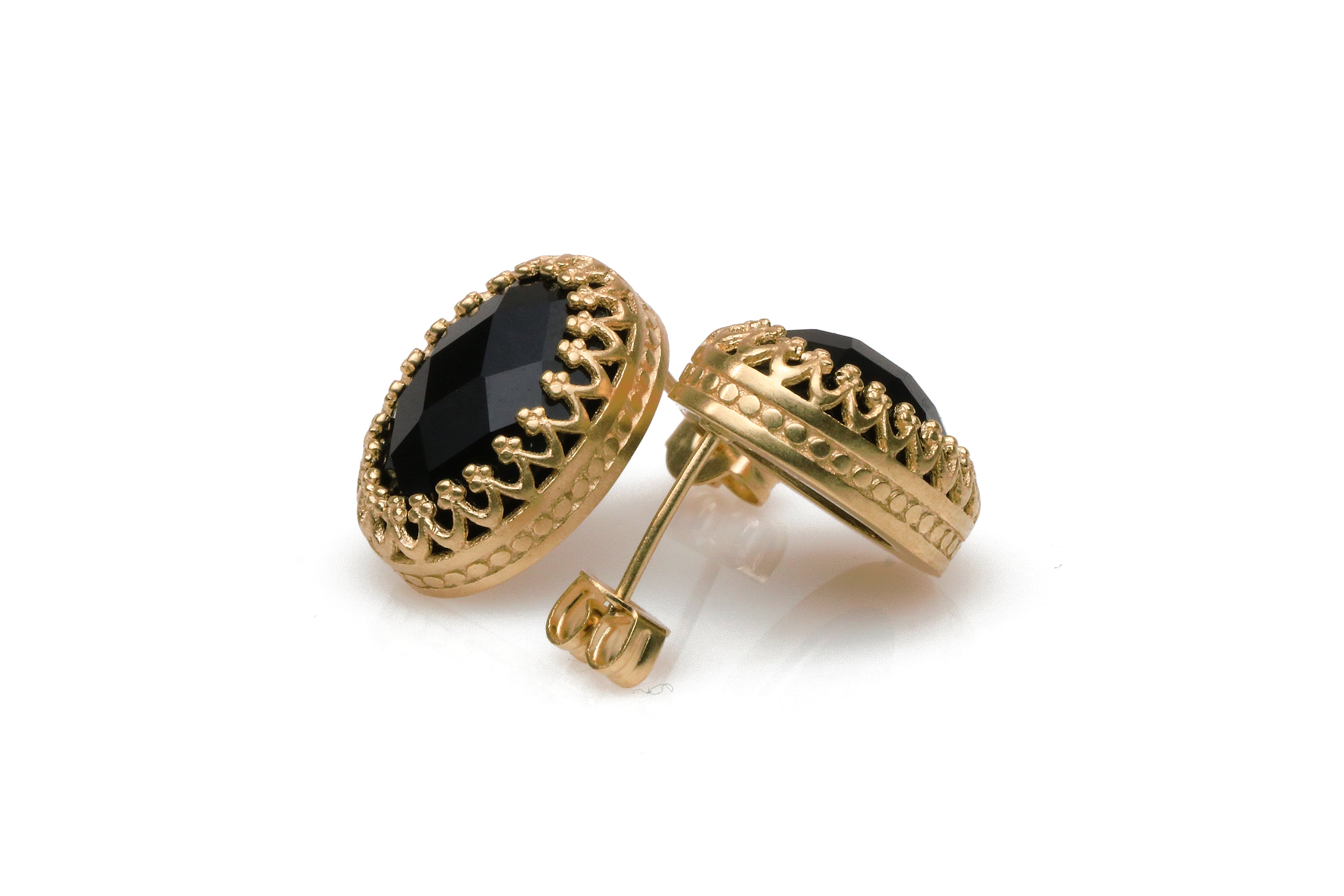 Intricate Black Onyx Stud Earrings Earrings Anemone Jewelry