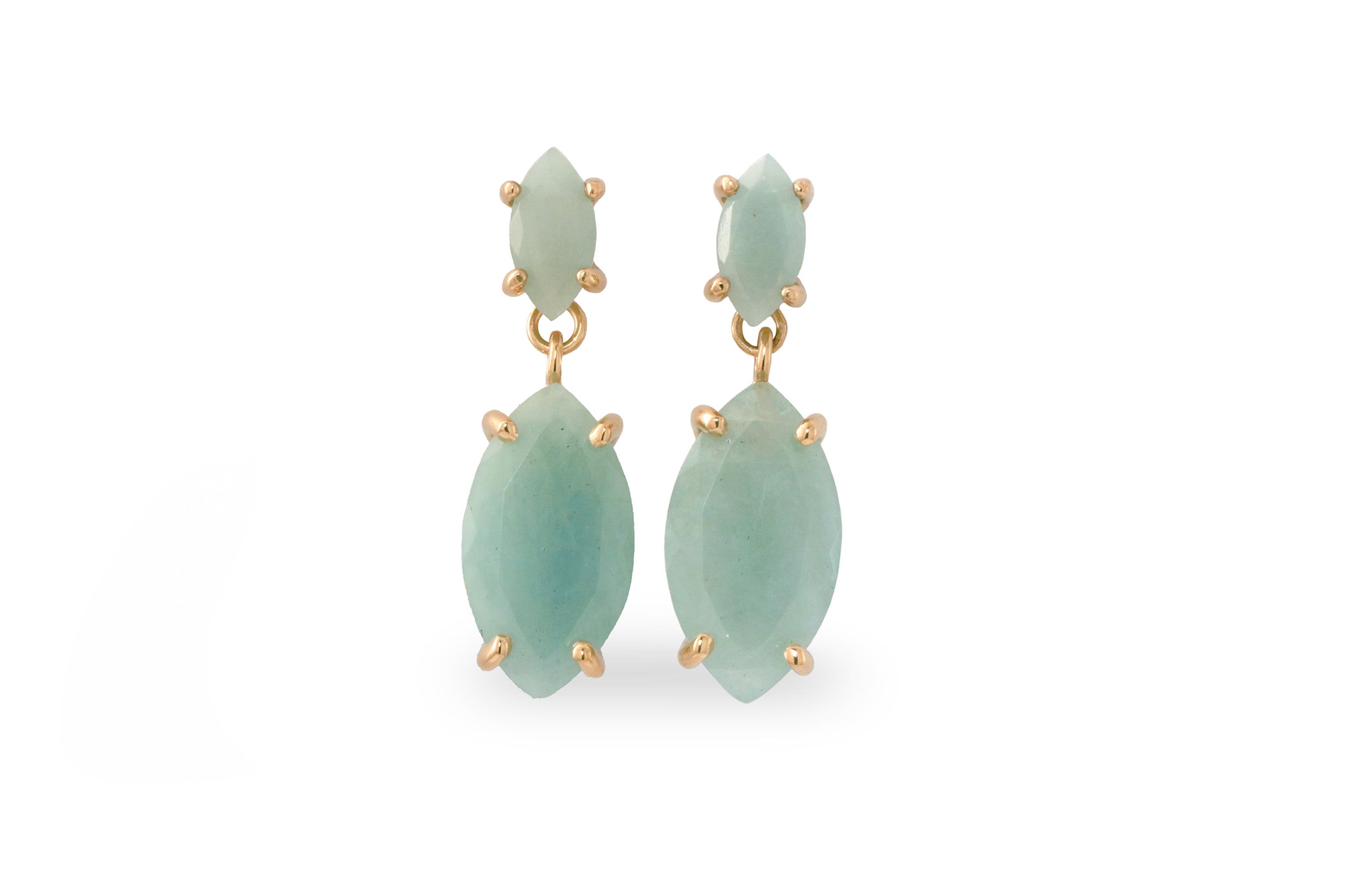 Statement Gold Aquamarine Earrings in Stud Dangle Earrings Anemone Jewelry