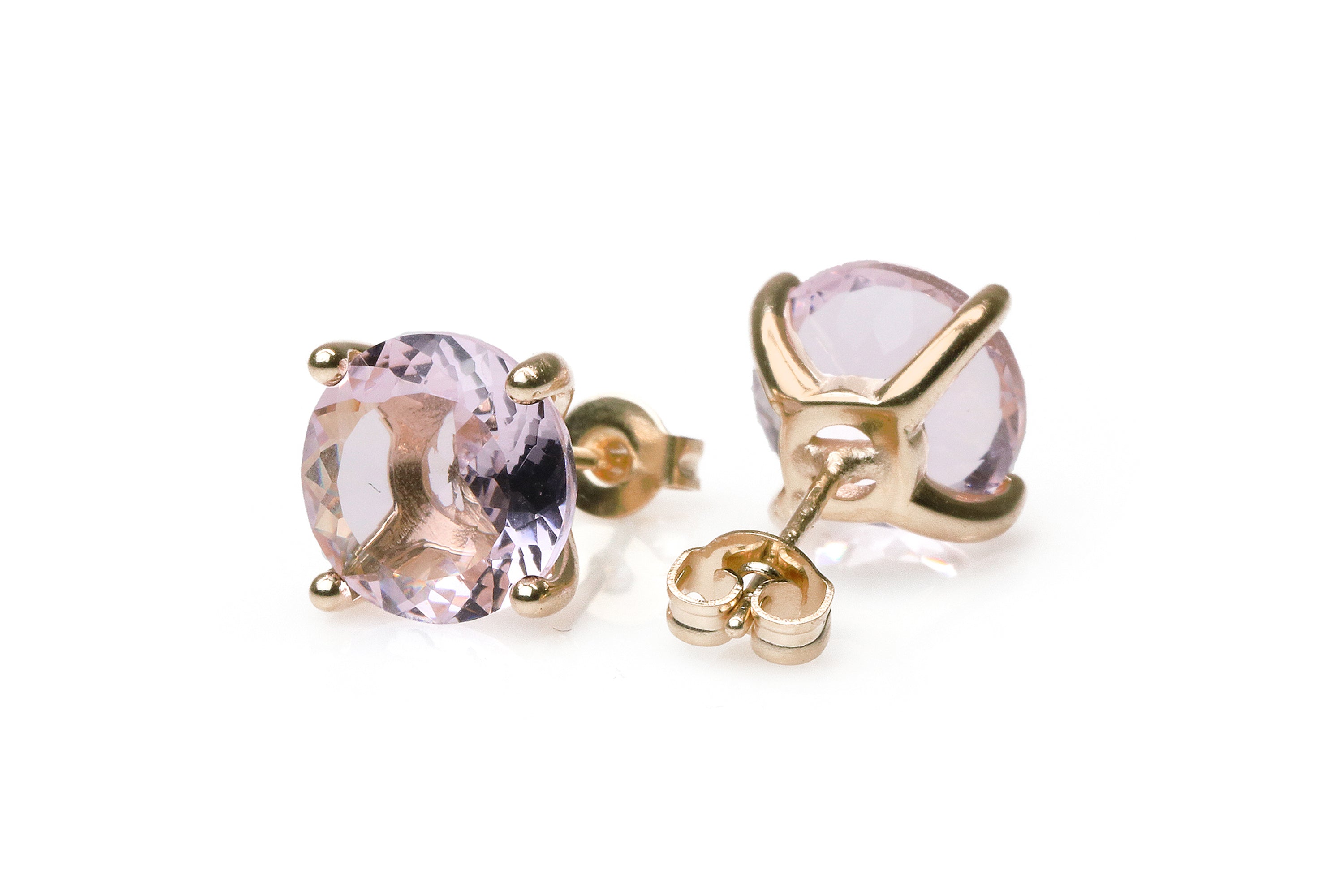 Round Rose Quartz Earrings in Gold Earrings Anemone Unique