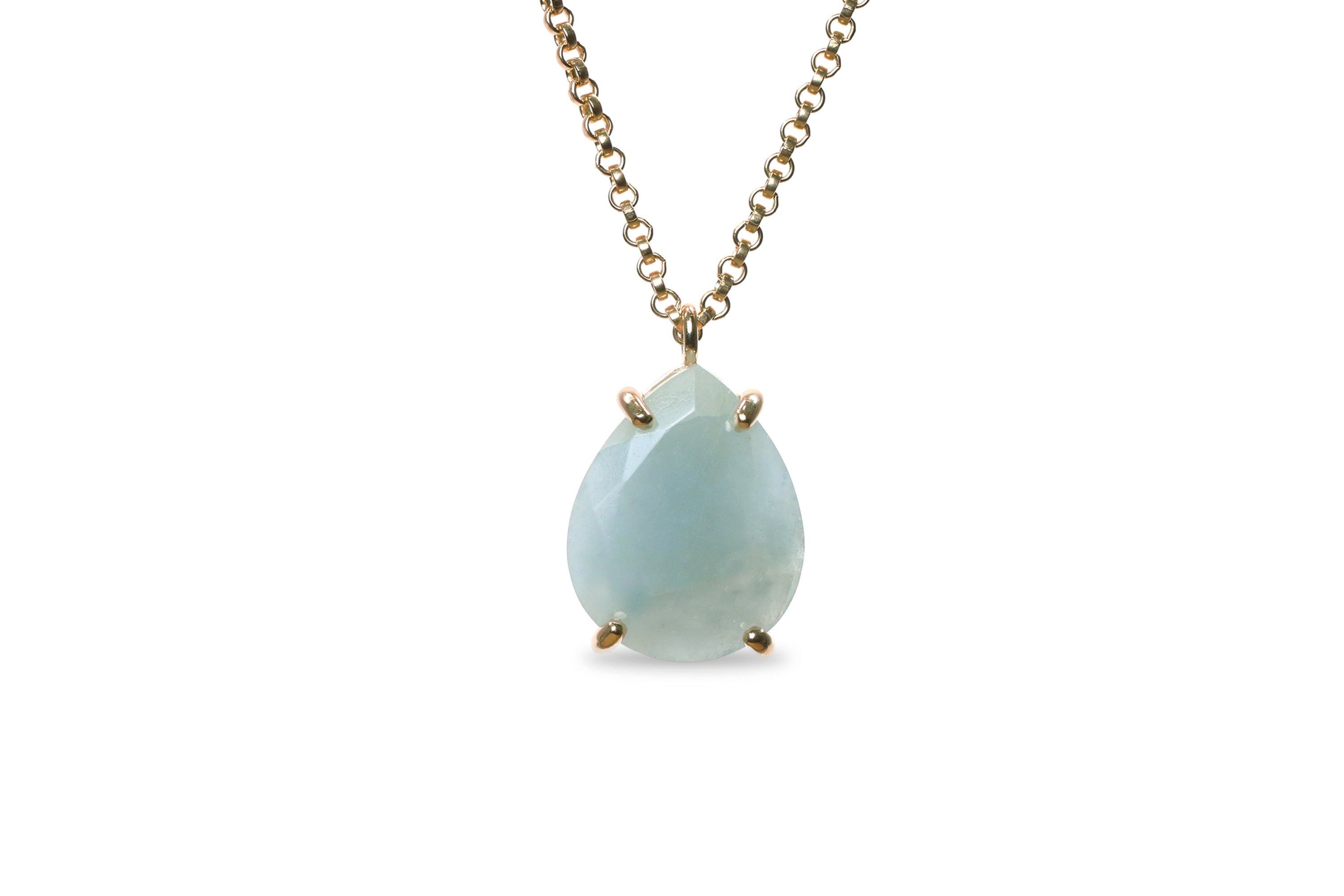 Pear Aquamarine Pendant Necklace necklaces Anemone Jewelry