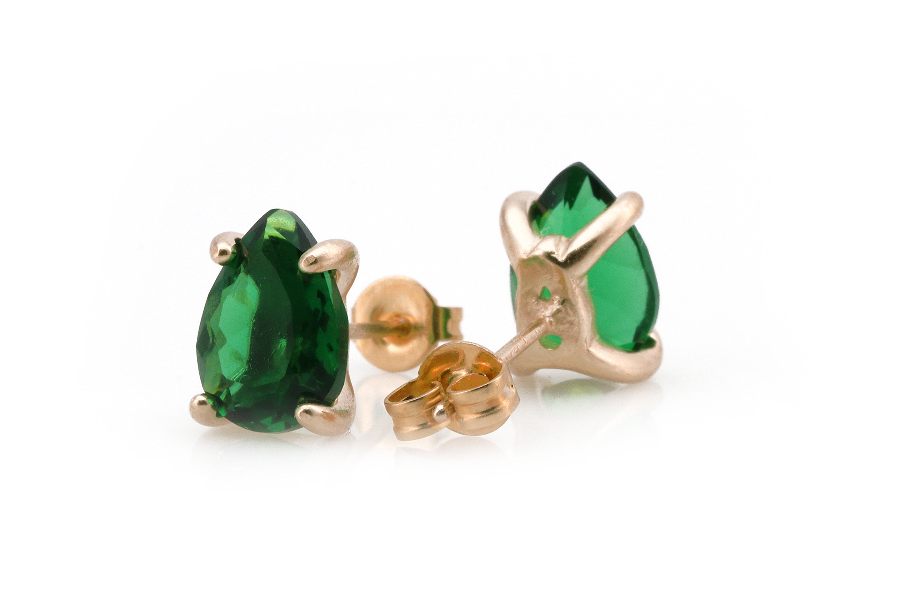 Pear Emerald 14k Gold Stud Earrings Earrings Anemone Unique
