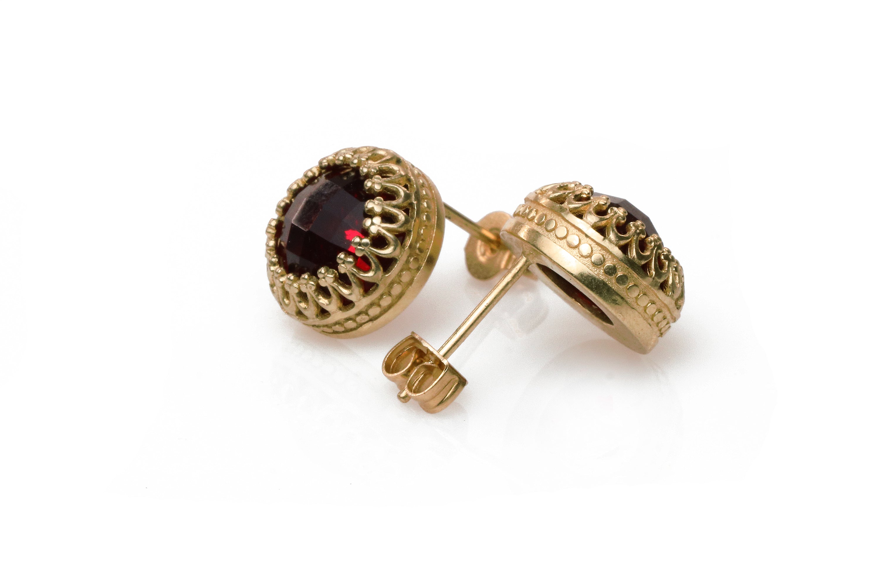 Garnet Earrings in 14k Rose Gold Earrings Anemone Jewelry