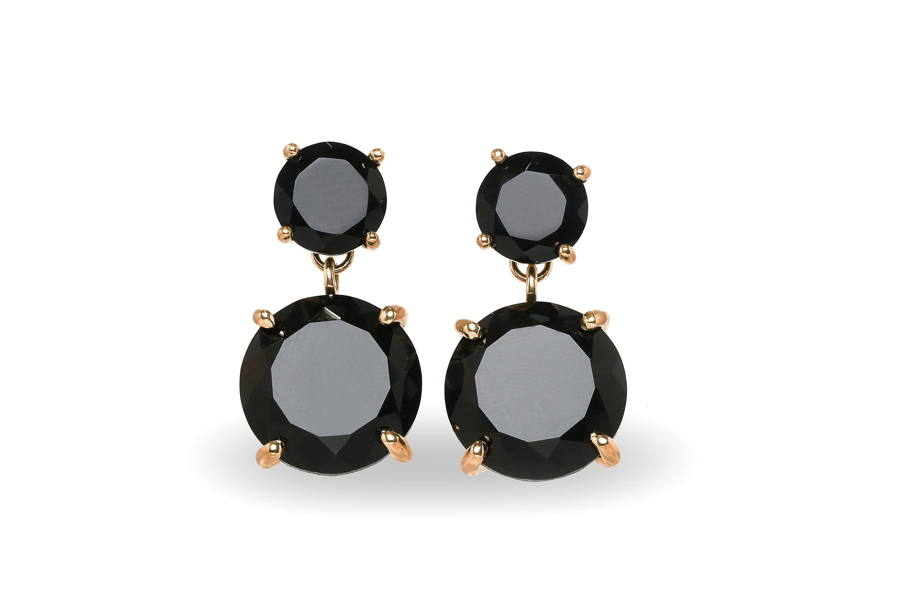 Two-stone Onyx Earrings in Gold Filled Band Earrings Anemone Jewelry