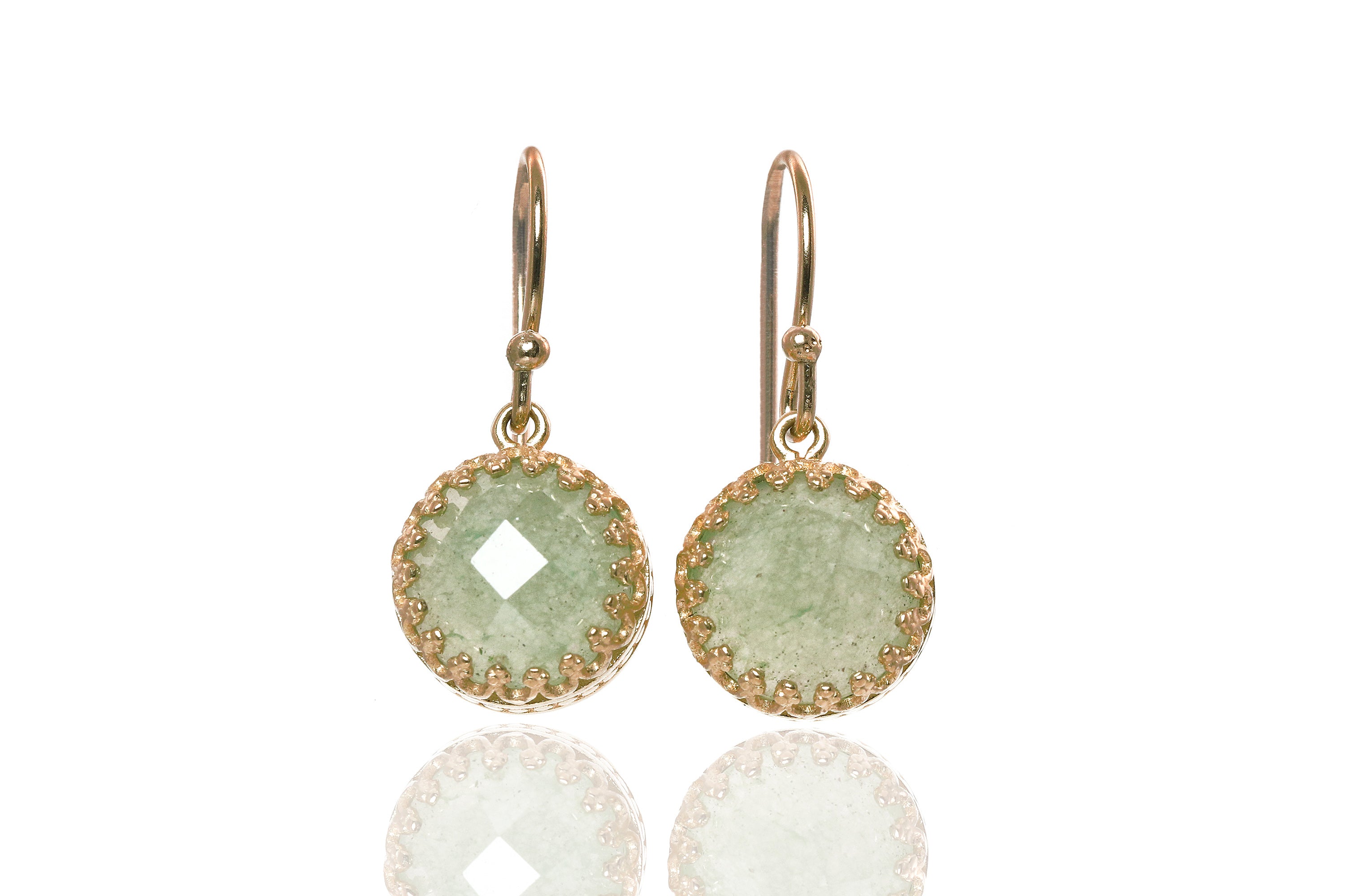 Green Aventurine Dainty Gold Earrings Earrings Anemone Jewelry