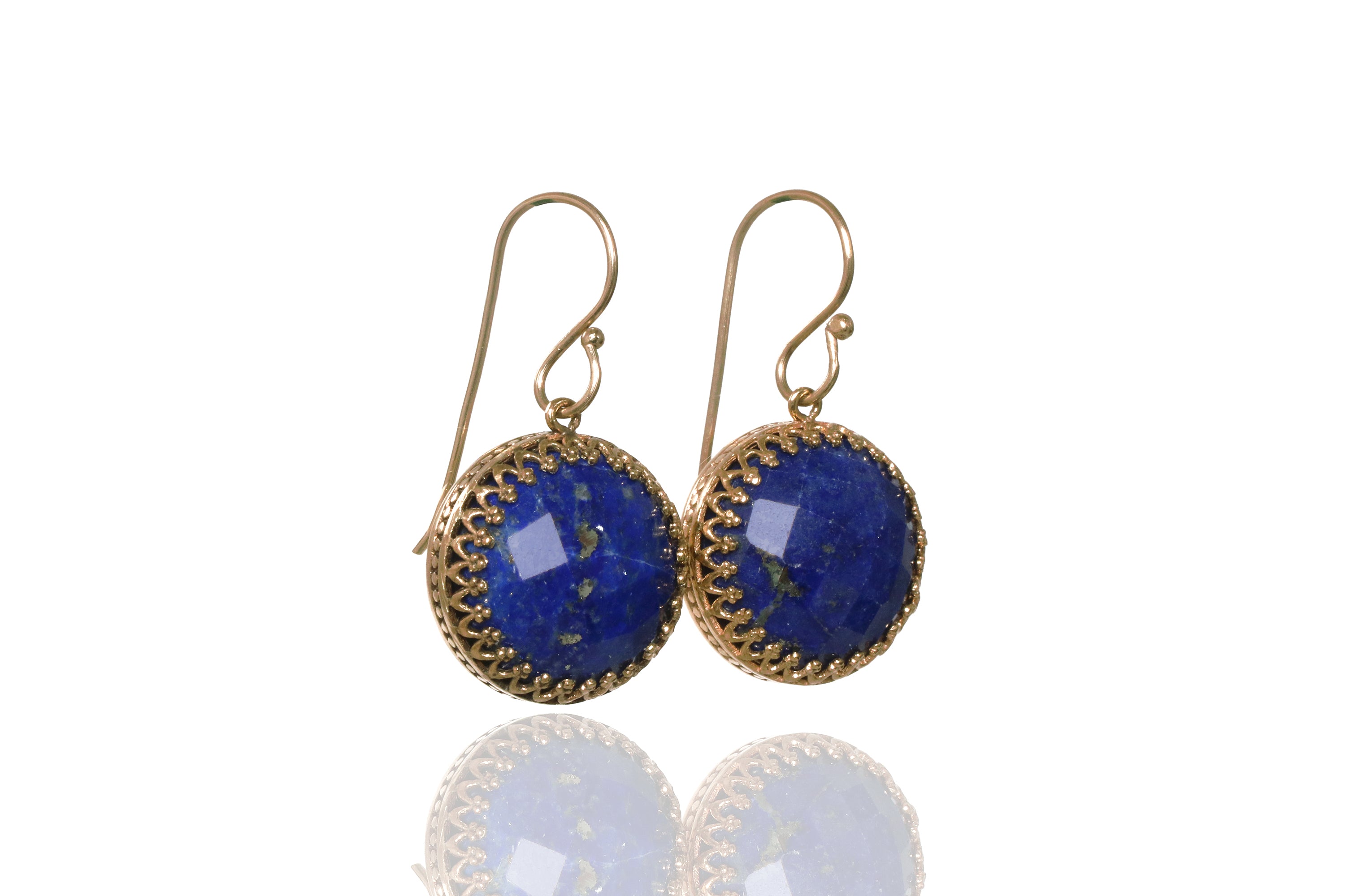 Statement Lapis Lazuli Gold Hook Earrings Earrings Anemone Jewelry