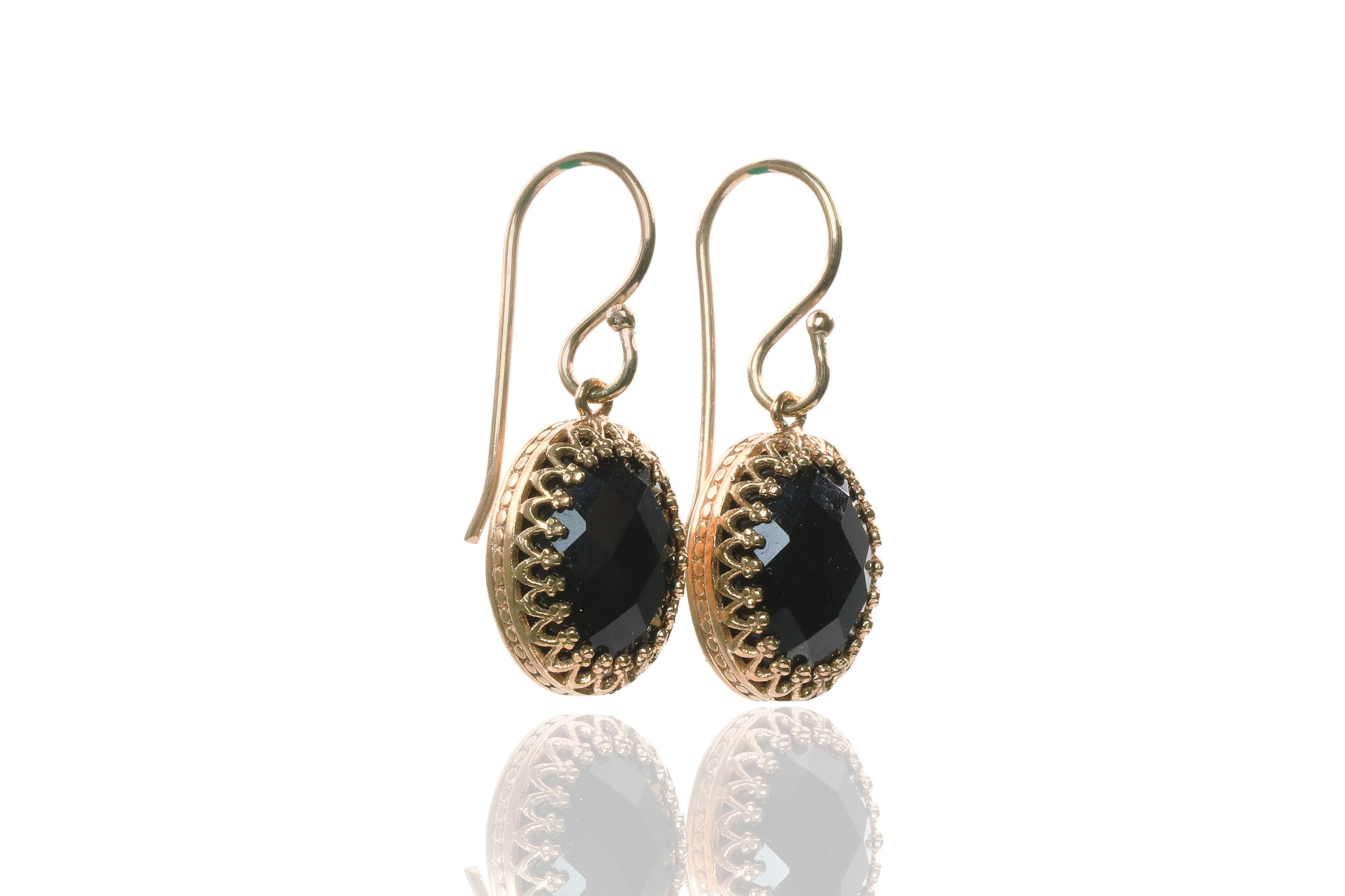 Bold Black Onyx Earrings in Gold Earrings Anemone Jewelry