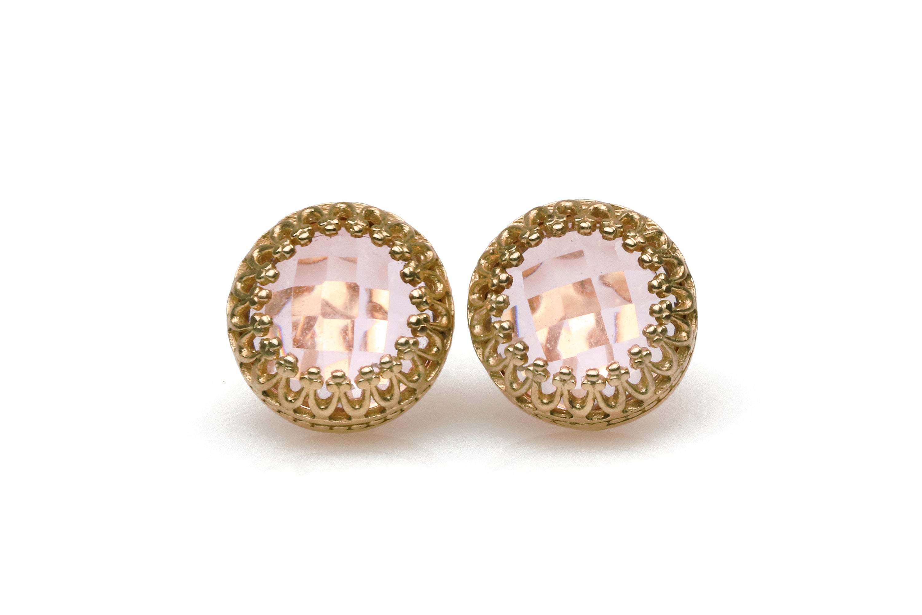 Stud 925 Sterling Silver Earrings with Rose Quartz Earrings Anemone Jewelry