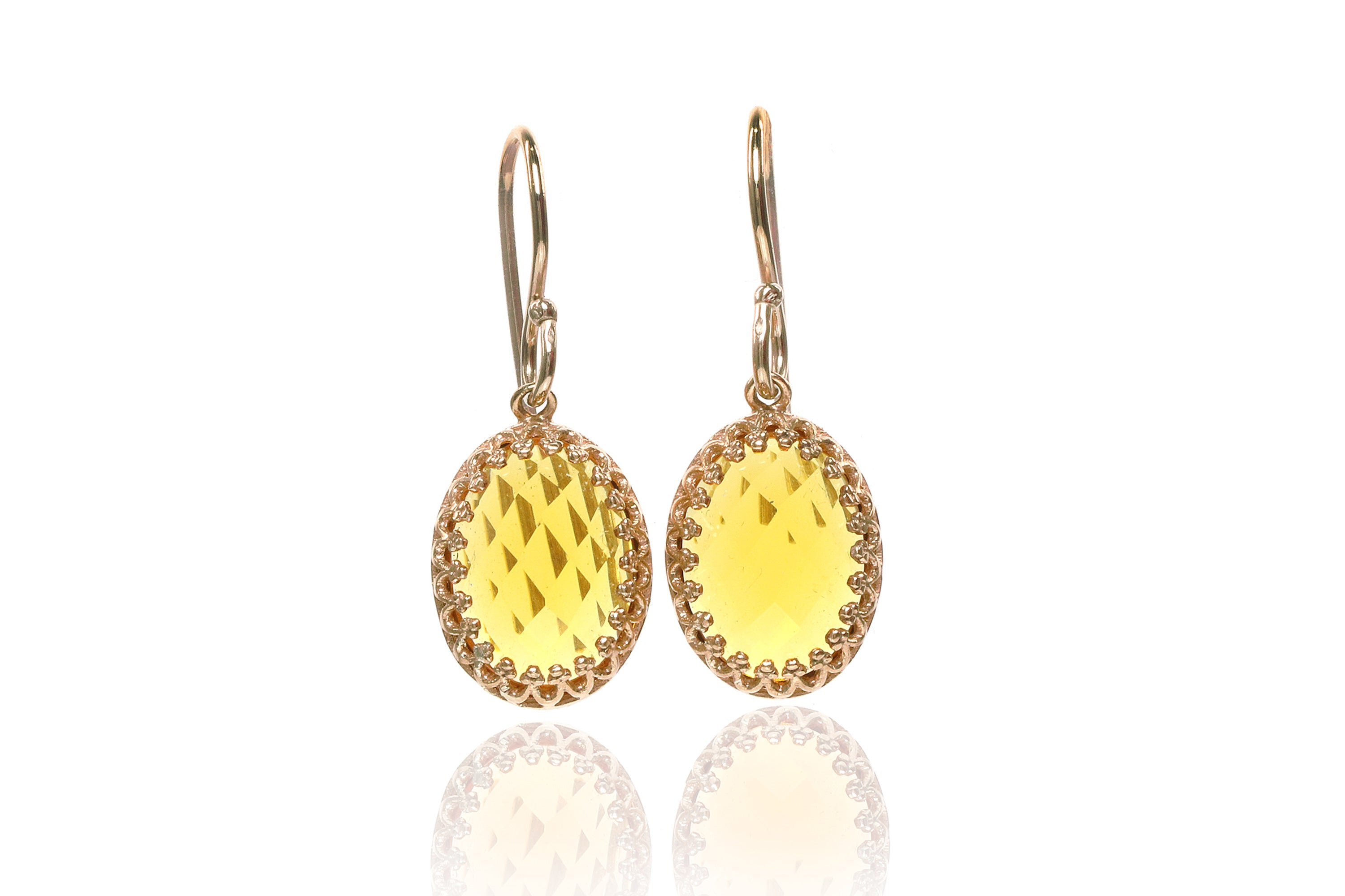 Oval Dangling Citrine Earrings Earrings Anemone Jewelry