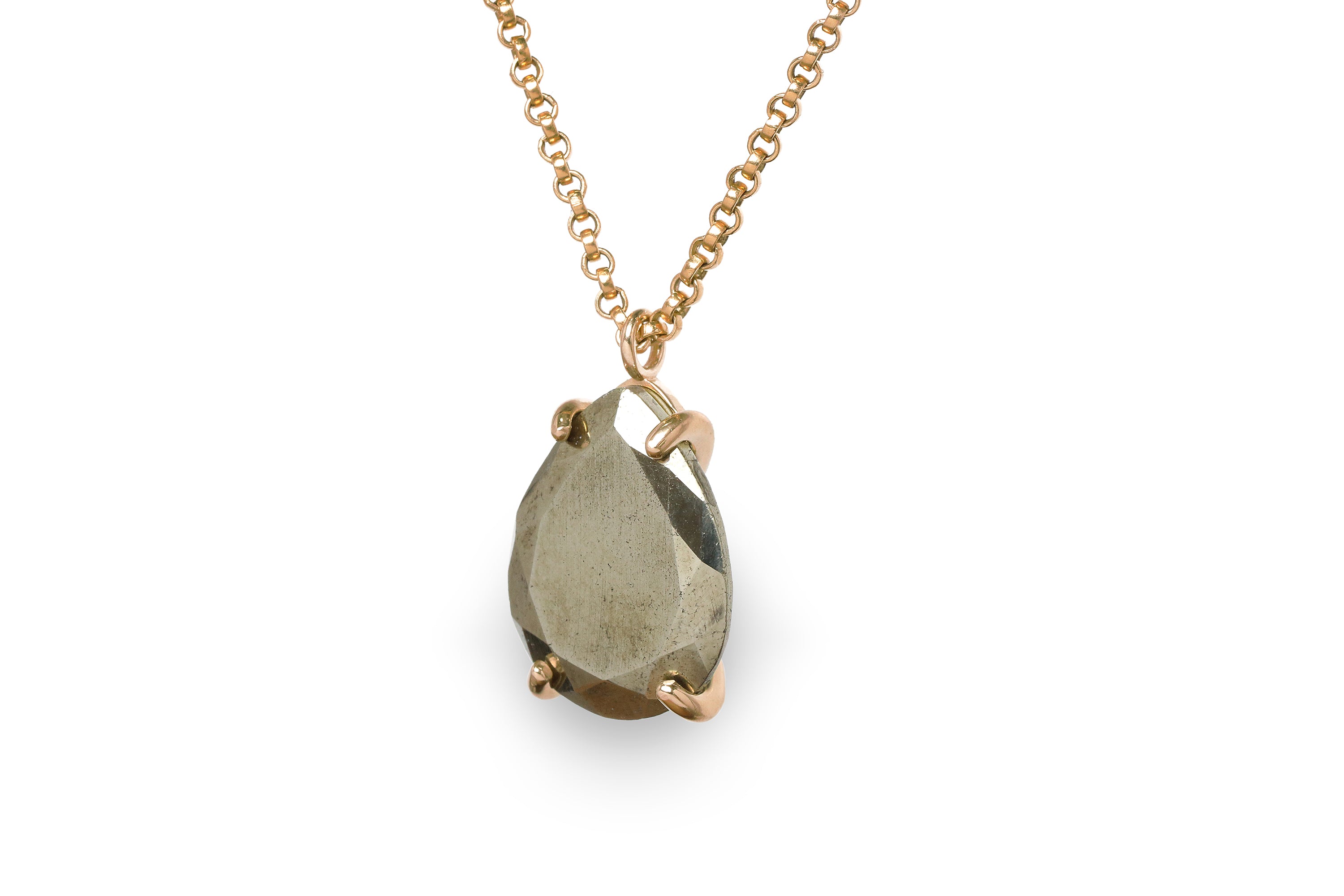 Pear Custom Pyrite Necklace in Rose Gold necklaces Anemone Jewelry