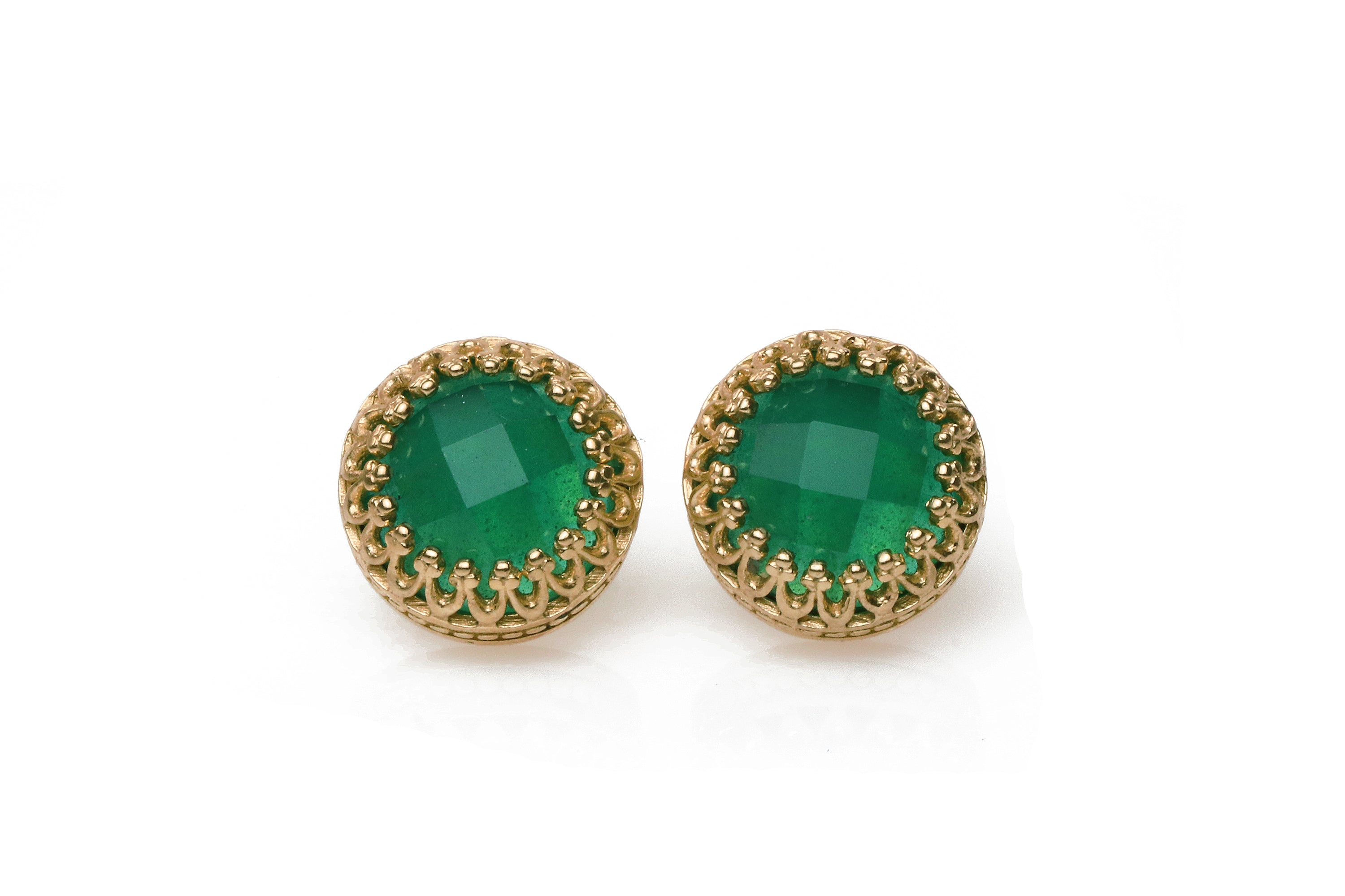 Handmade Green Onyx 14k Rose Gold Earrings Earrings Anemone Jewelry