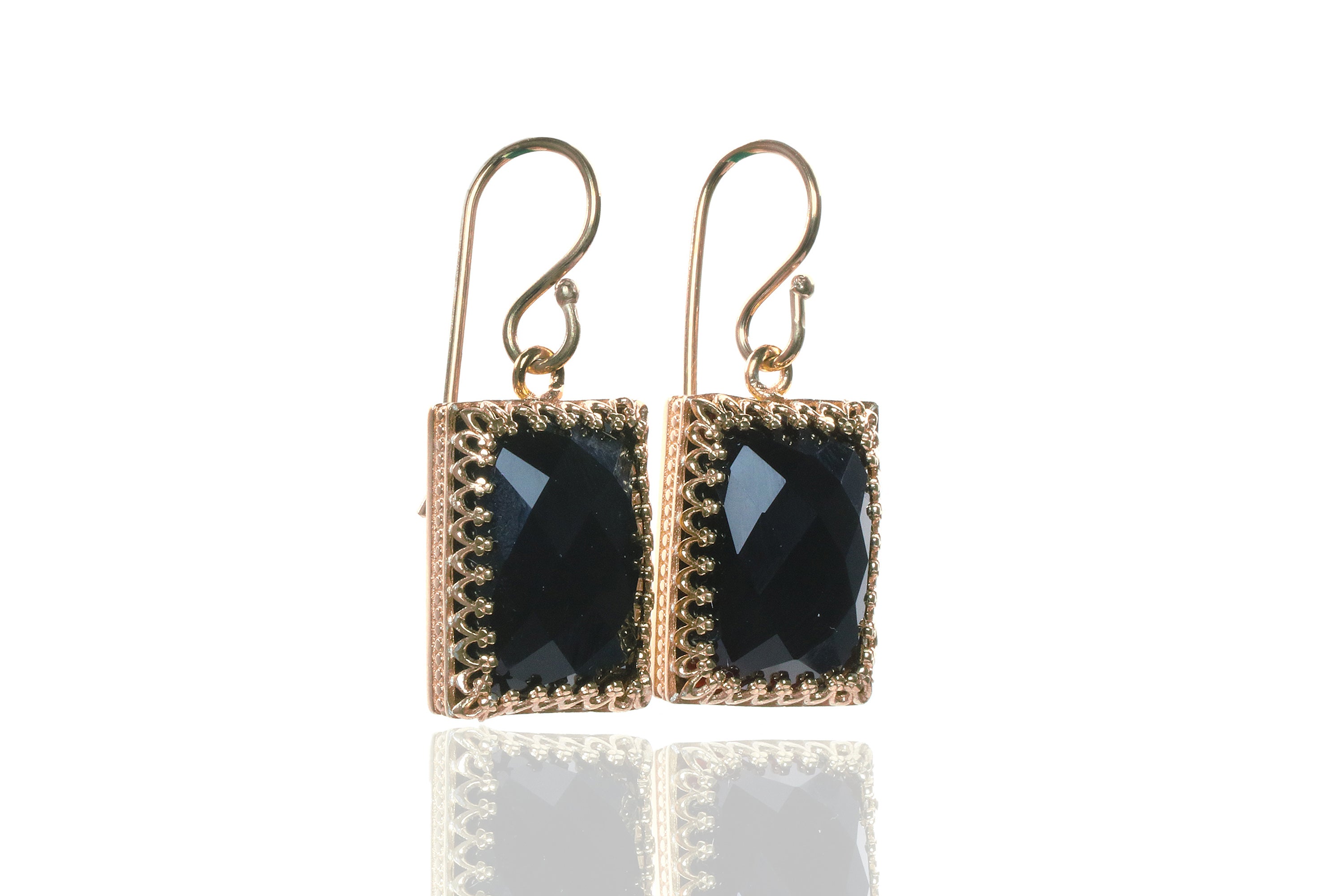 Bold Black Onyx Gold Filled Earrings Earrings Anemone Jewelry