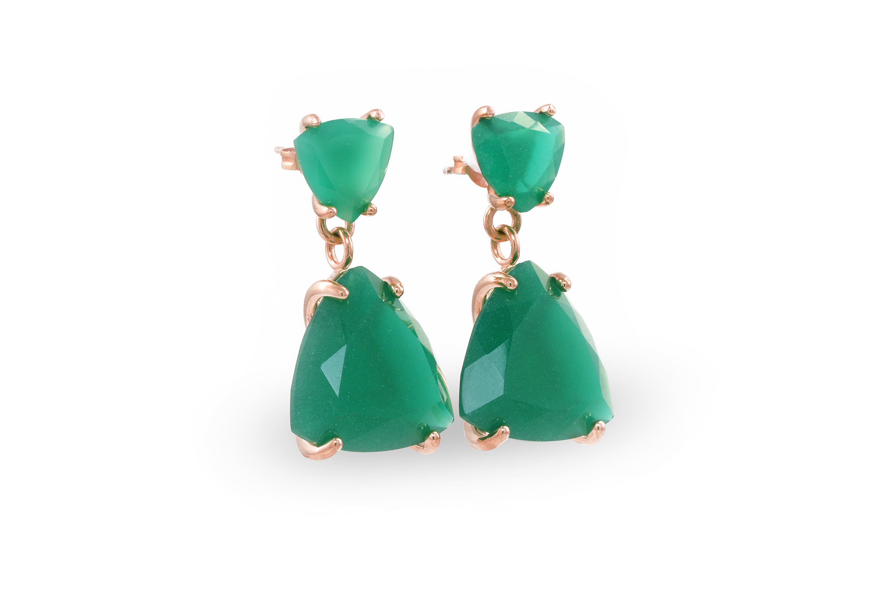 Fine Green Onyx Rose Gold Earrings Earrings Anemone Jewelry