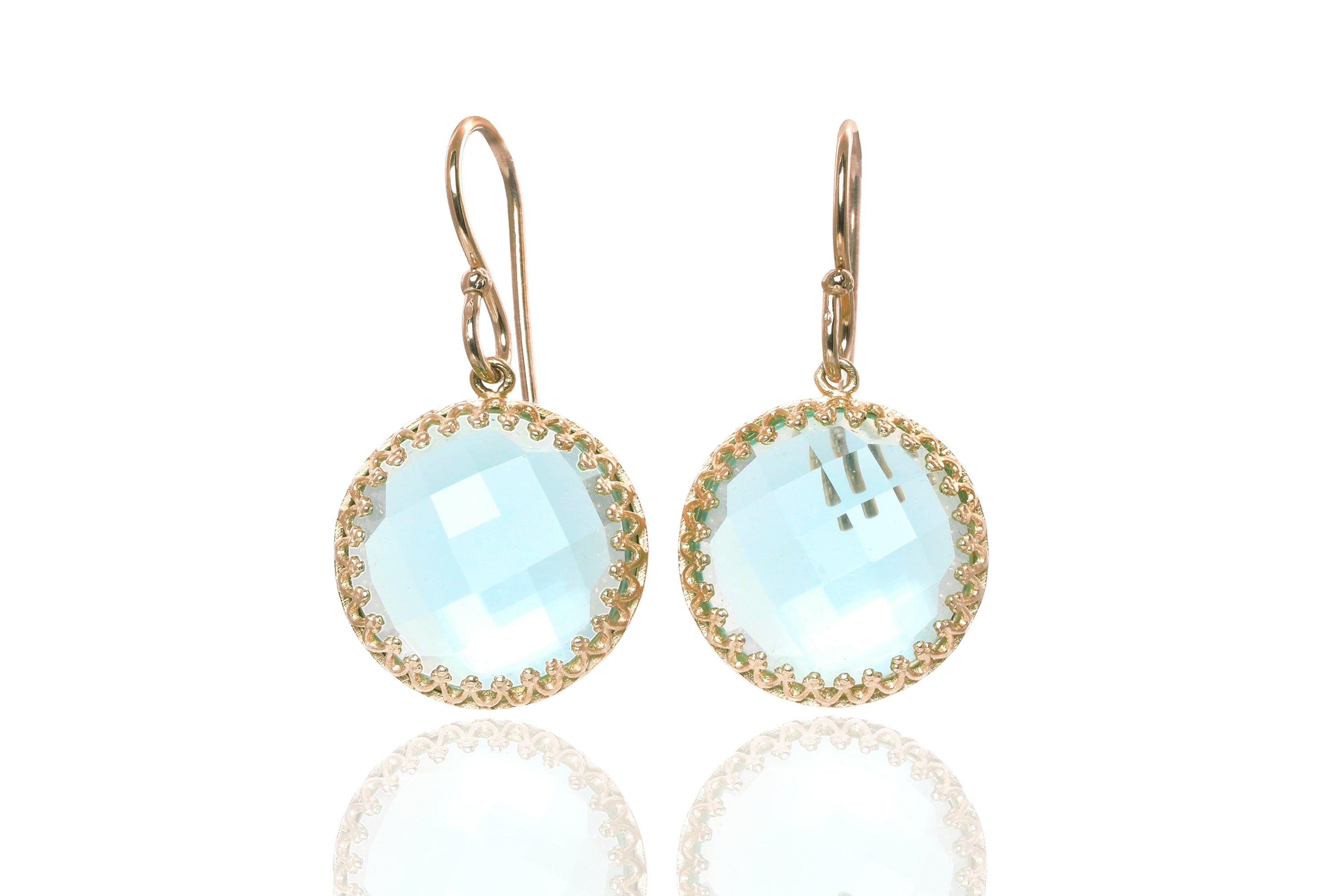 Sophisticated Round Topaz Earrings in Gold Earrings Anemone Jewelry