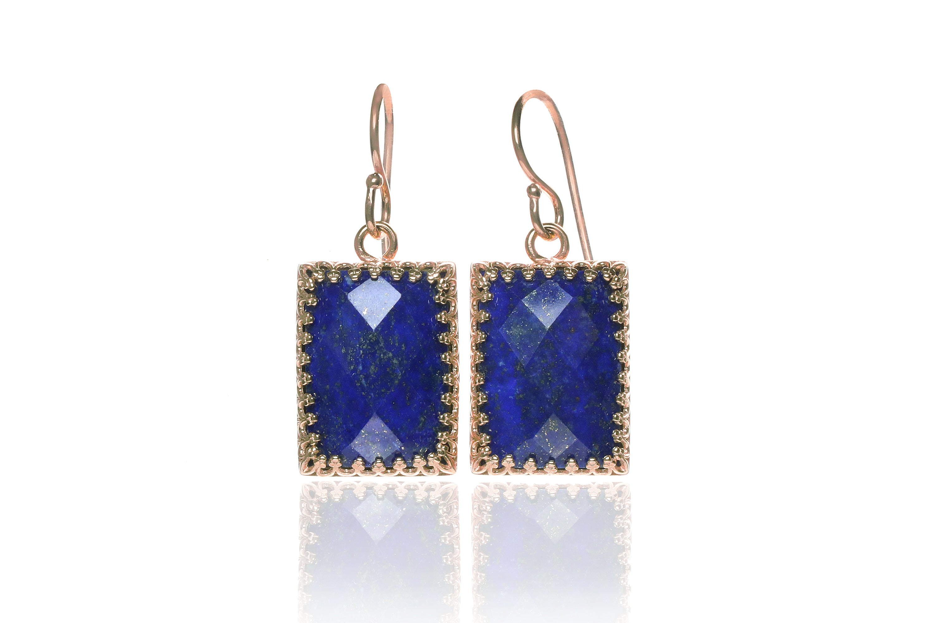 Rectangle Lapis Lazuli Gold Earrings Earrings Anemone Jewelry