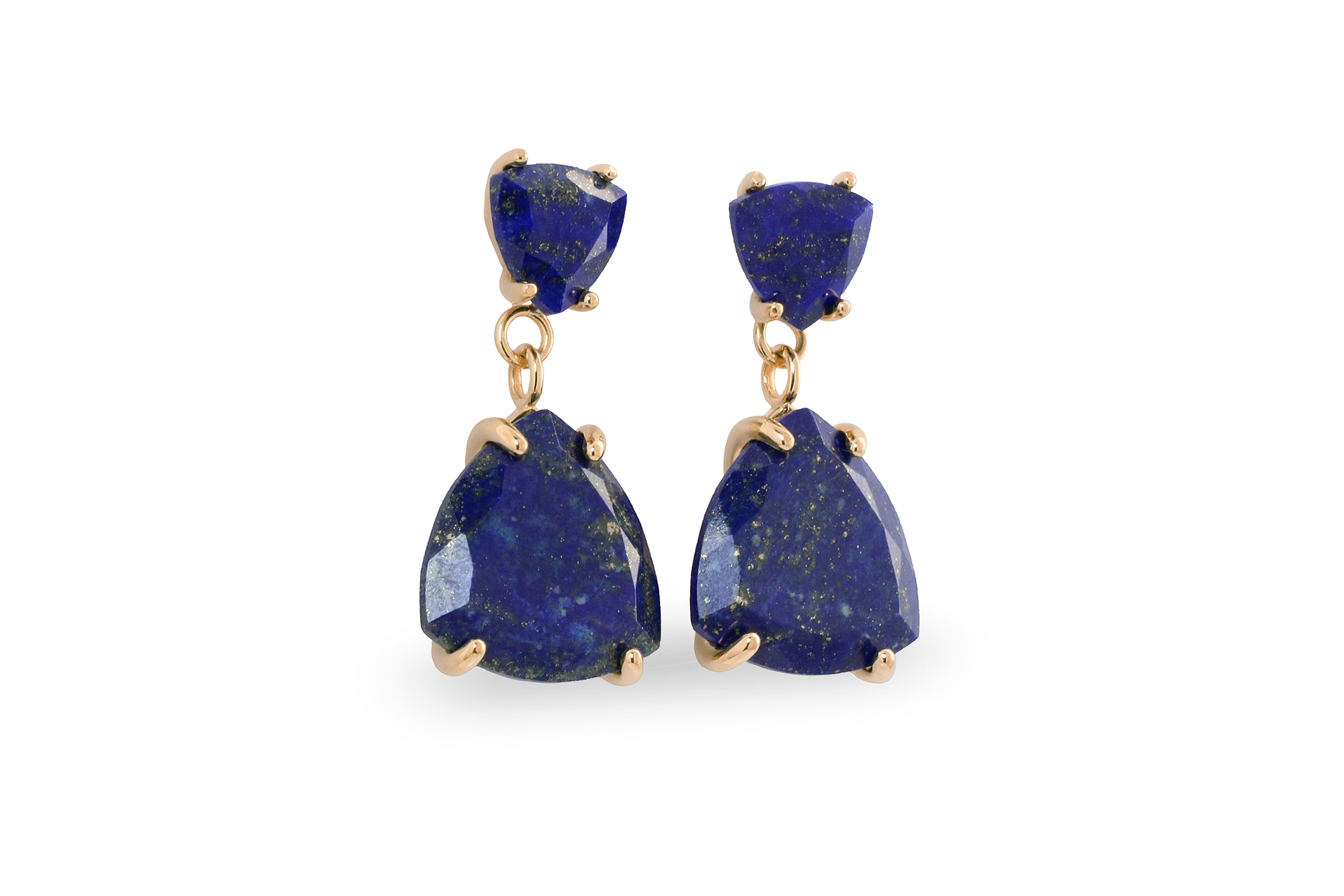 Lapis Lazuli Double Stone Gemstone Gold Earrings Earrings Anemone Jewelry