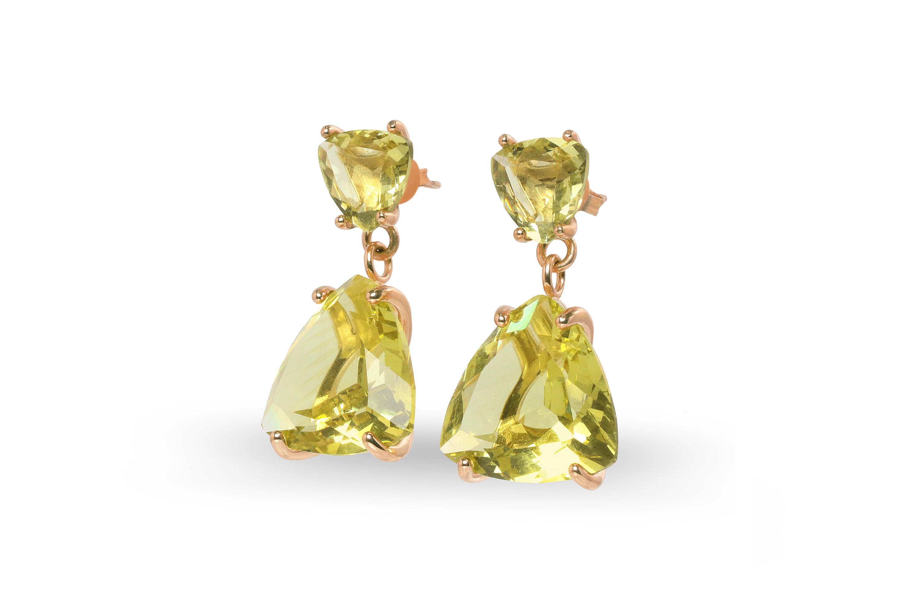 Bright Lemon Quartz Earrings in Gold Earrings Anemone Jewelry