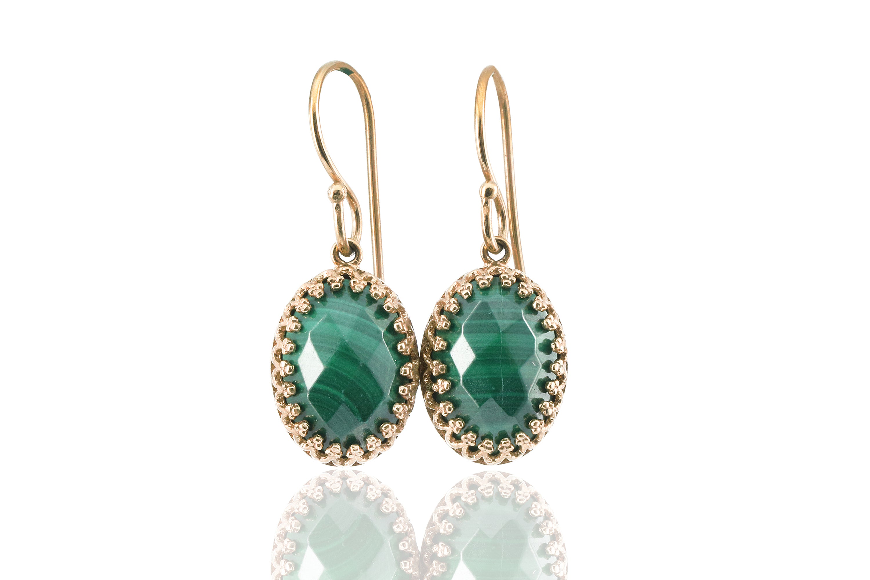 Fancy Malachite Gold Filled Earrings Earrings Anemone Jewelry