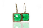Artisan Emerald Earrings in 14k Gold Earrings Anemone Jewelry
