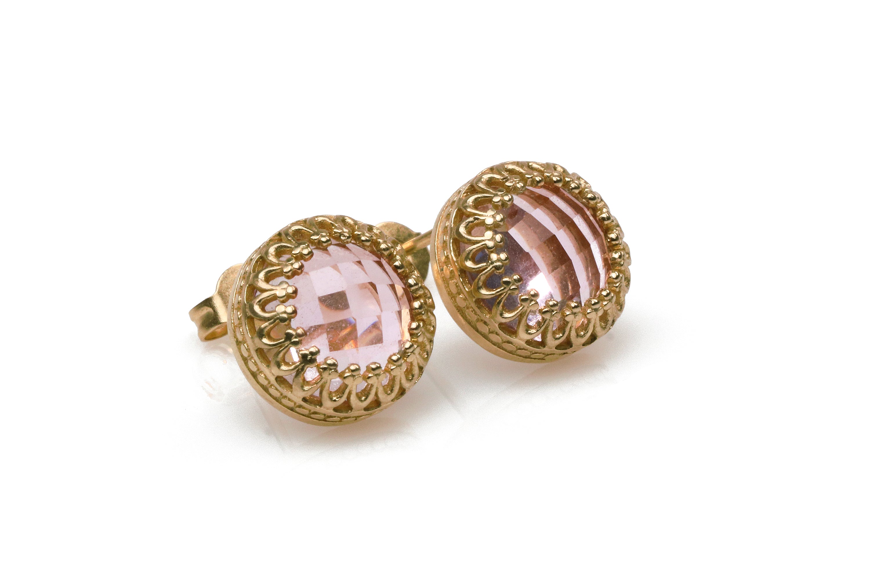 14k Rose Gold Stud Rose Quartz Earrings Earrings Anemone Jewelry