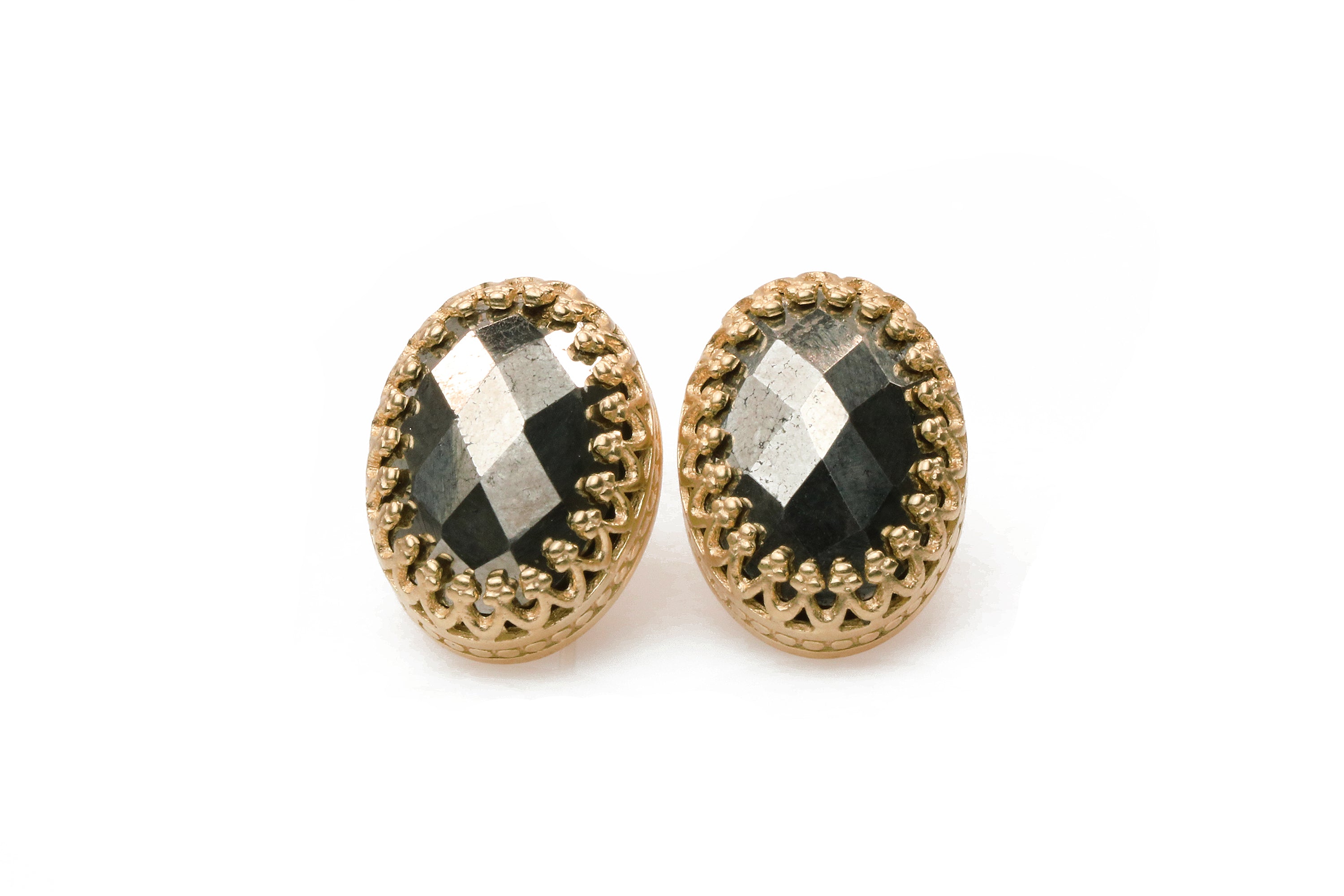 Alluring Pyrite Stone Rose Gold Earrings Earrings Anemone Jewelry