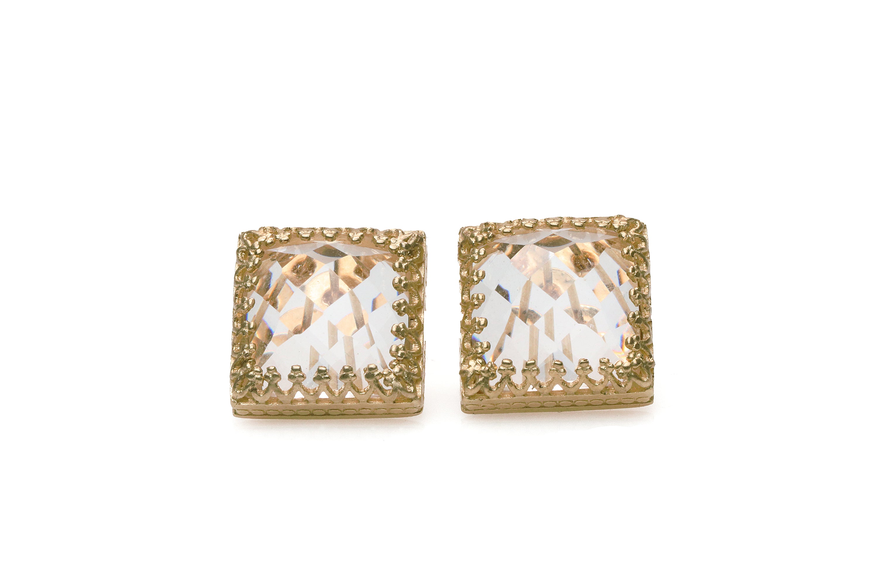 Gleaming Square Quartz Crystal Rose Gold Earrings Earrings Anemone Jewelry