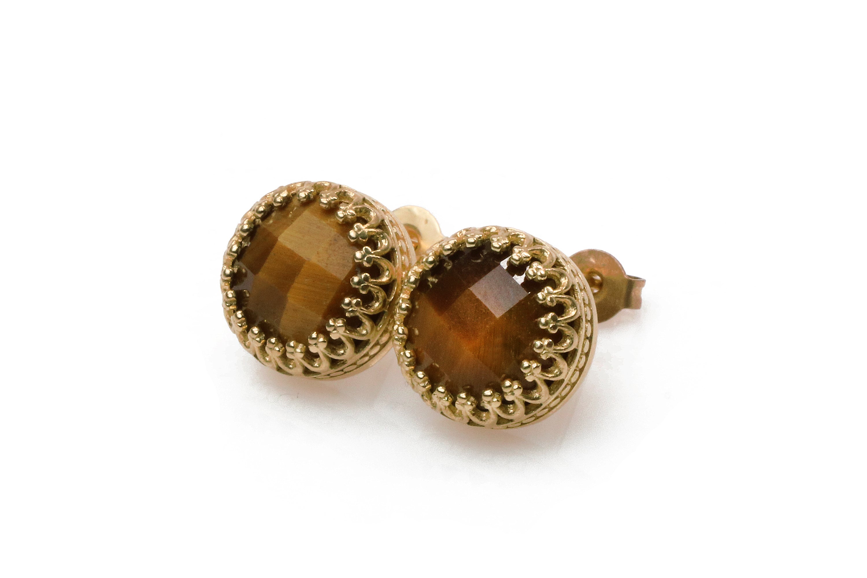 Unique Round Tiger Eye Earrings Earrings Anemone Jewelry