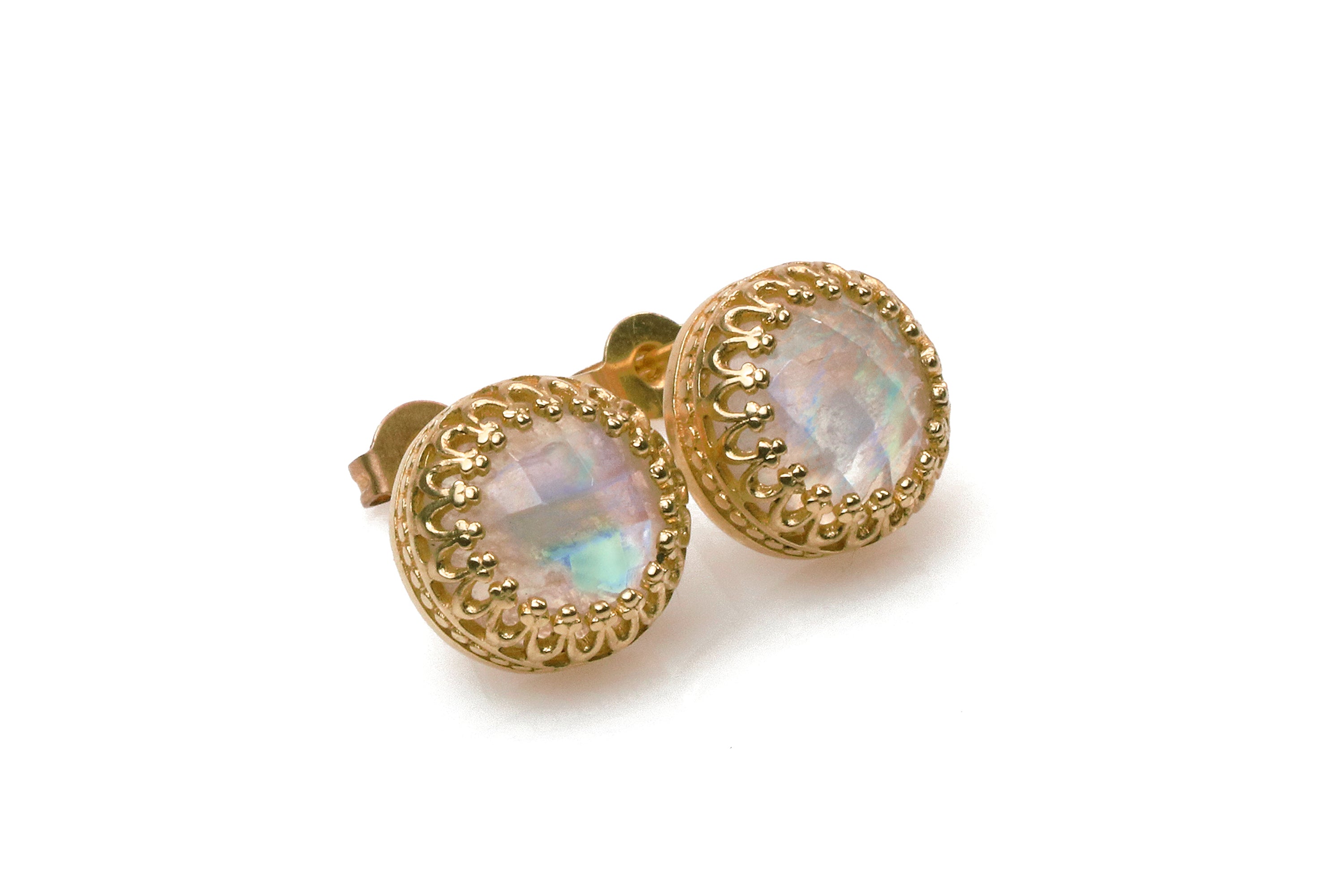 Delicate 14k Rose Gold Moonstone Earrings Earrings Anemone Jewelry