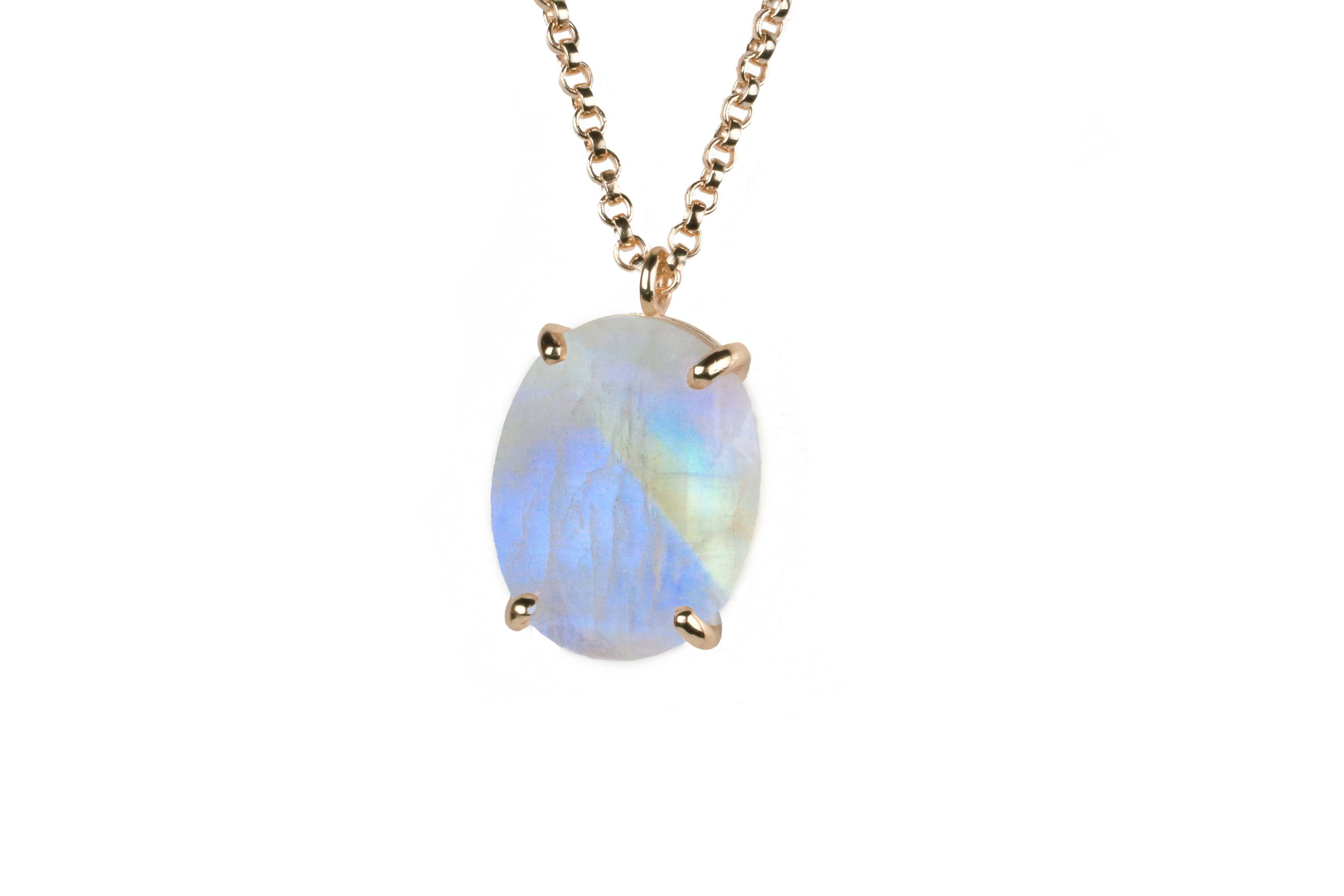 Natural Moonstone Gemstone Statement Gold Necklace necklaces Anemone Jewelry
