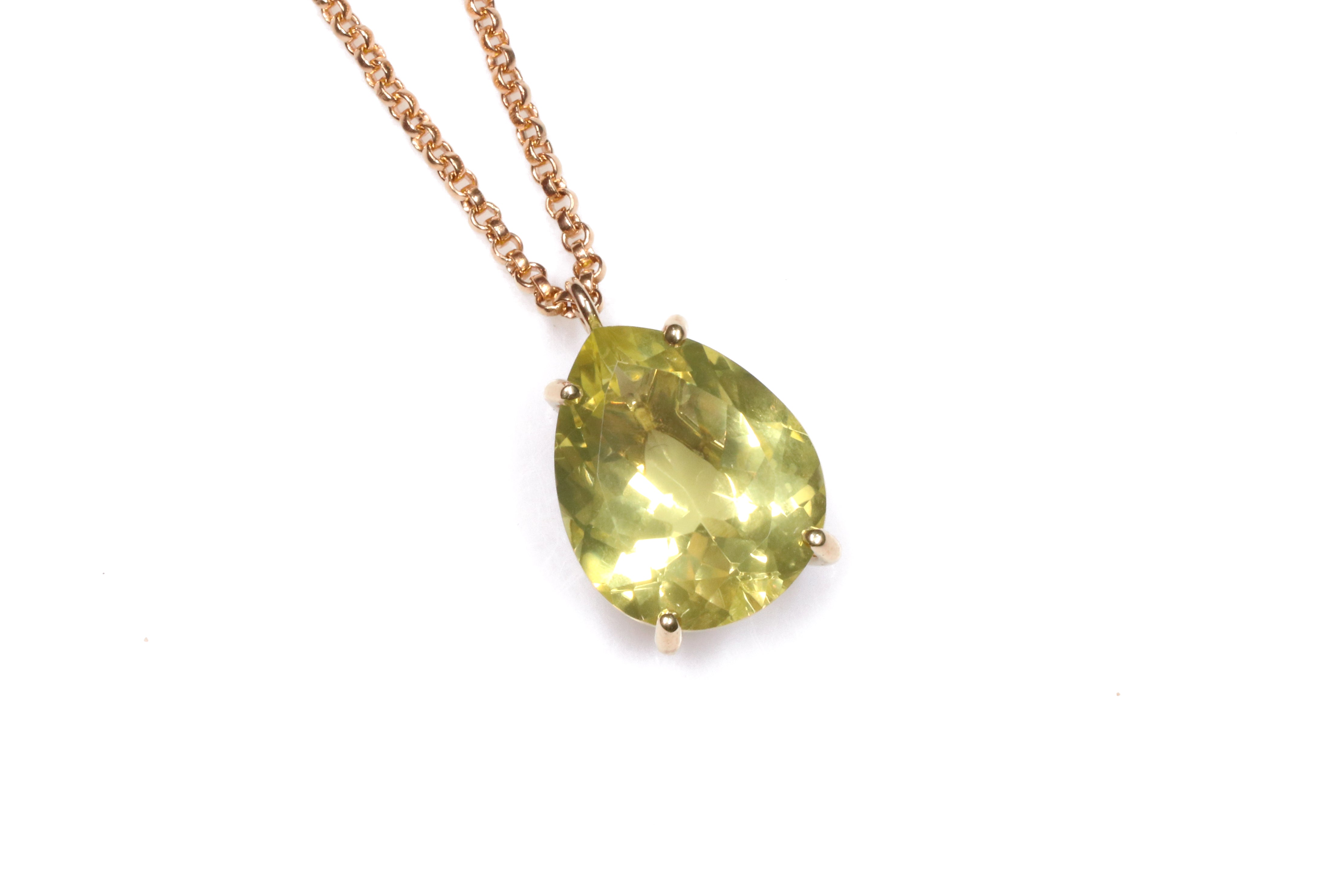 Brilliant Lemon Quartz 14k Gold Necklace necklaces Anemone Jewelry