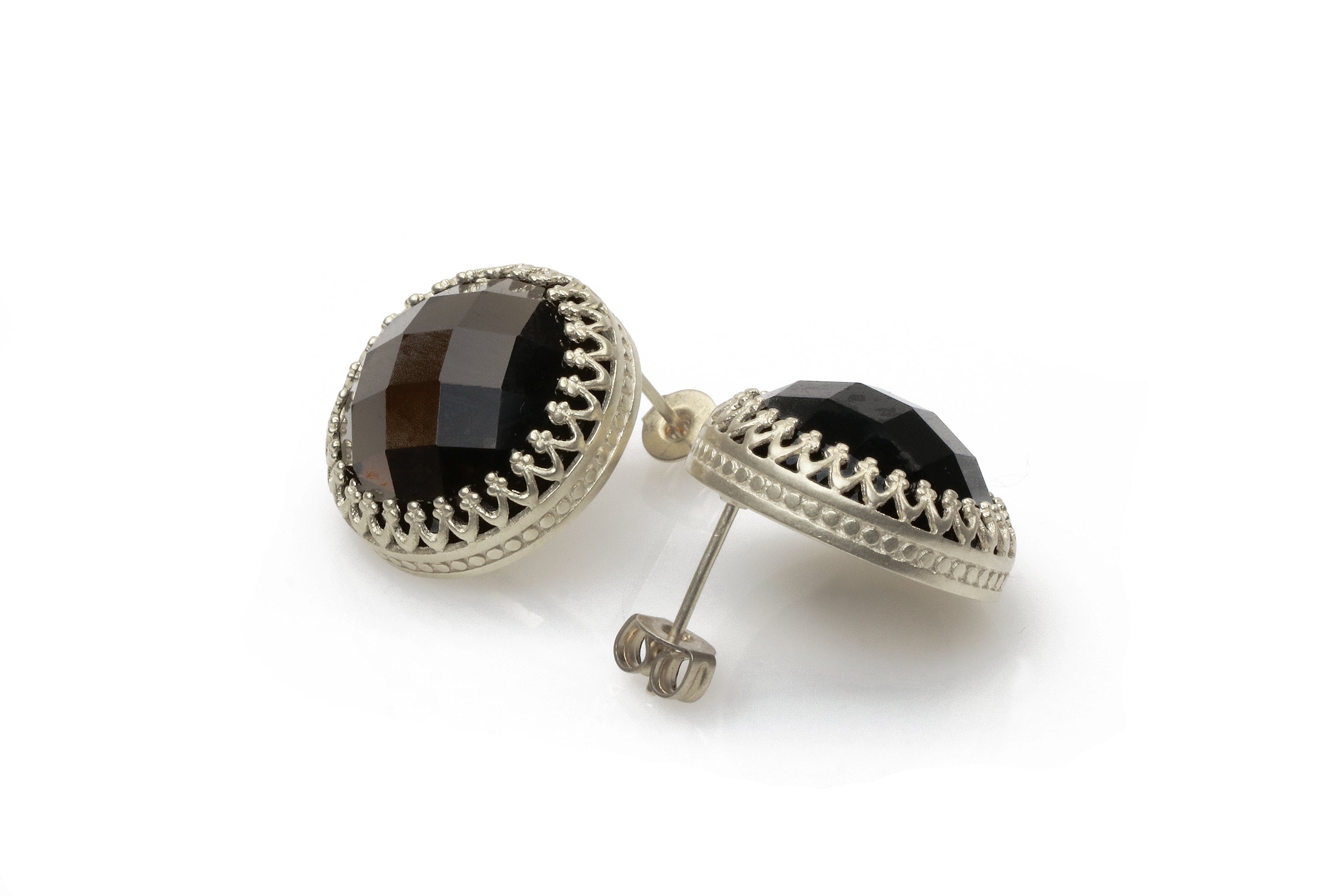 Sterling Silver Earrings with Smoky Quartz Earrings Anemone Jewelry