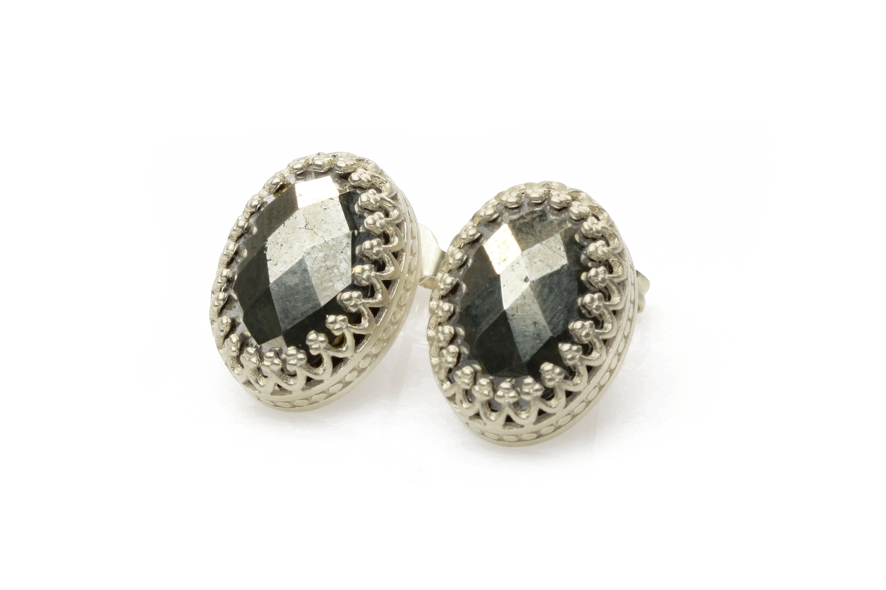 Alluring Pyrite Stone Rose Gold Earrings Earrings Anemone Jewelry