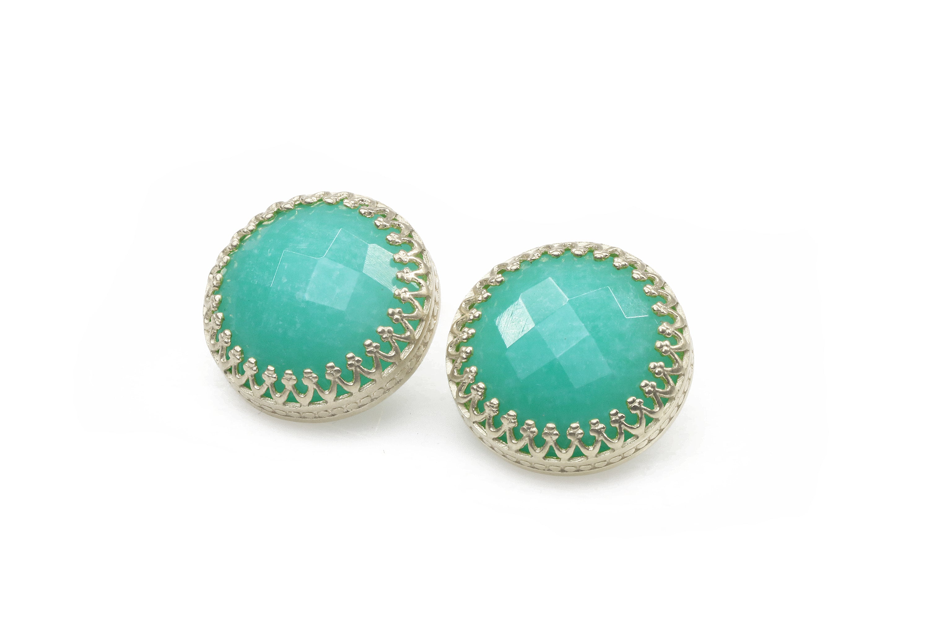 Stud Amazonite Earrings in 14k Gold Earrings Anemone Jewelry