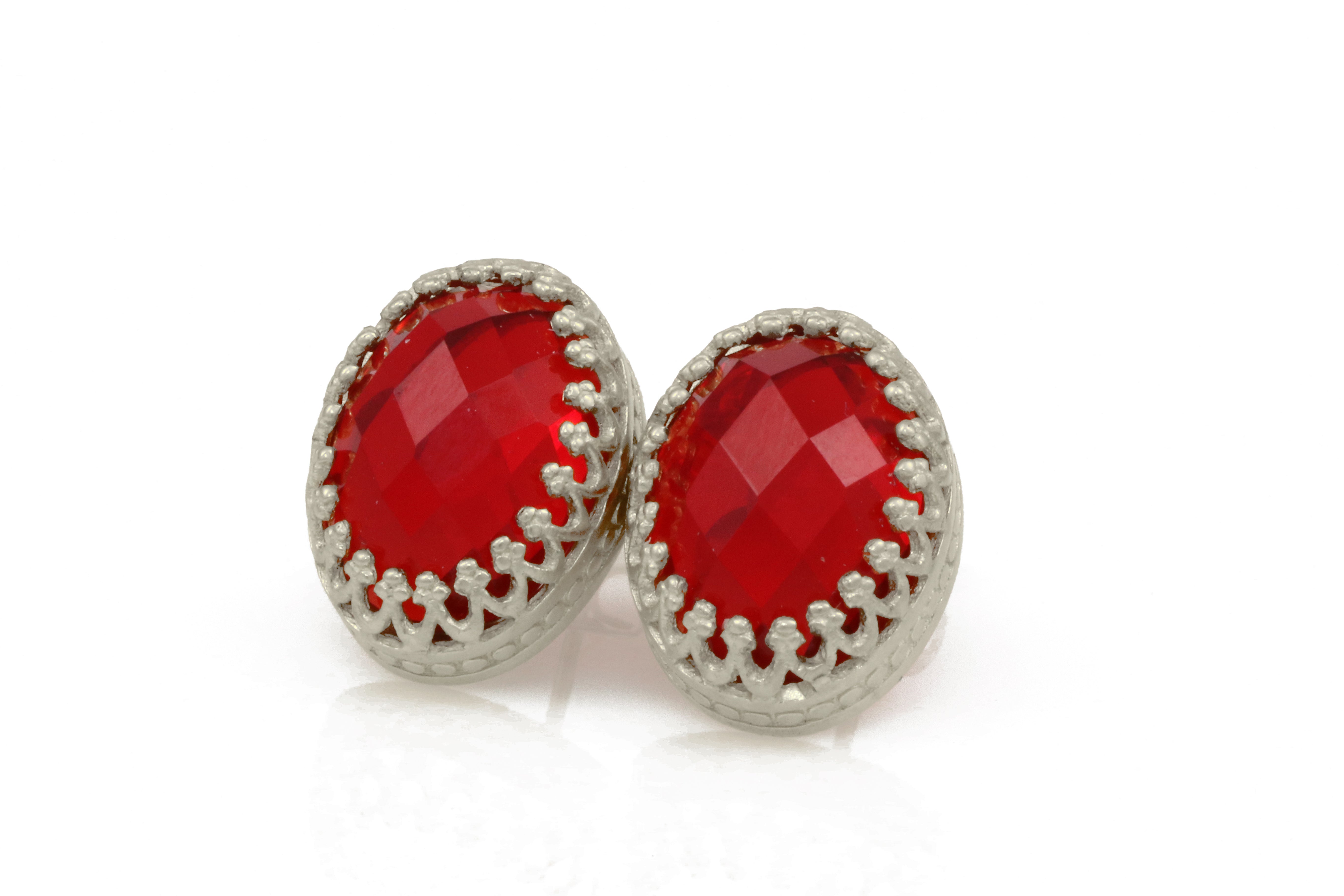 Amazing Red Ruby Gold Stud Earrings Earrings Anemone Jewelry