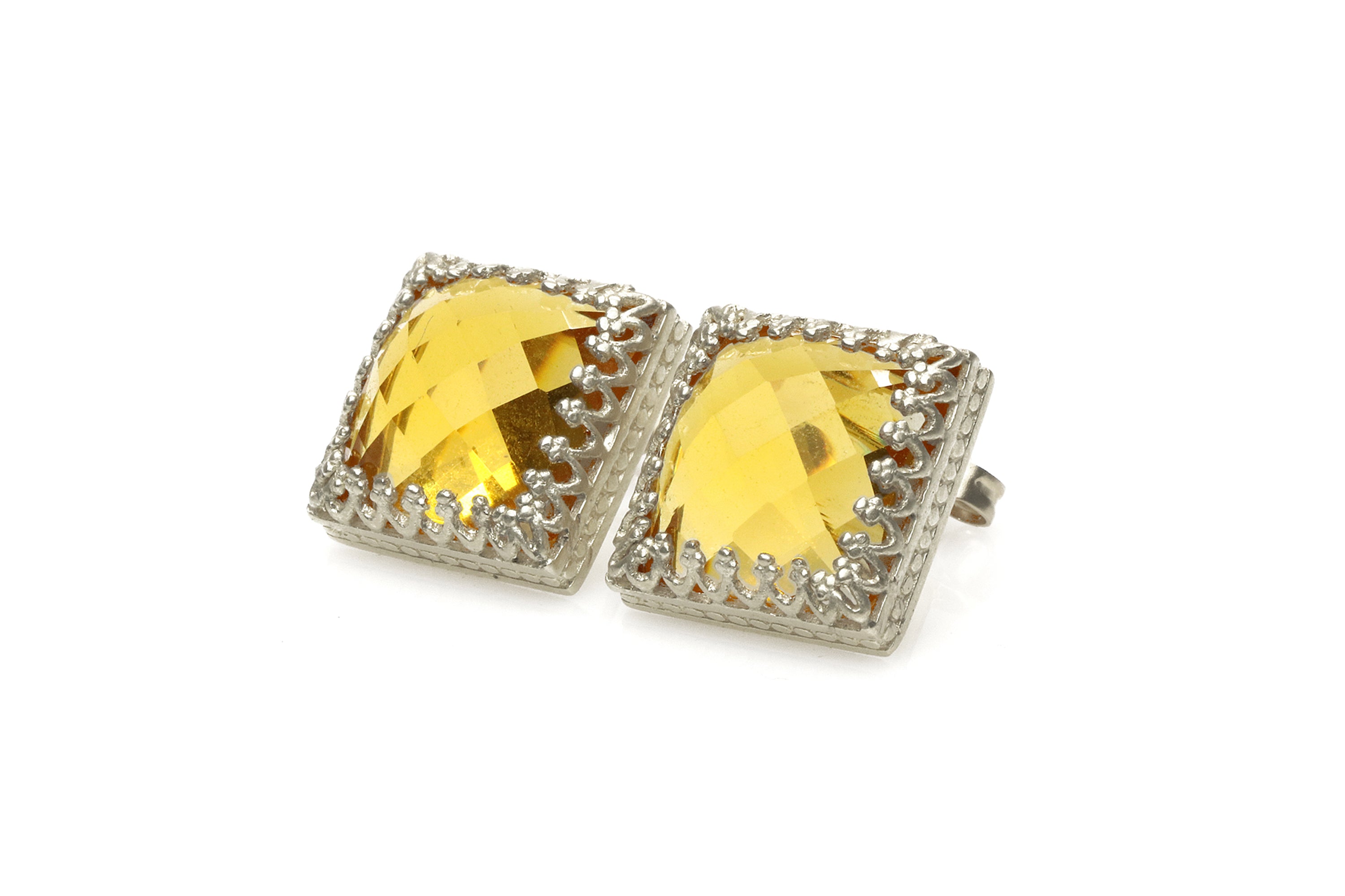 Square Citrine Gold Earrings Earrings Anemone Jewelry