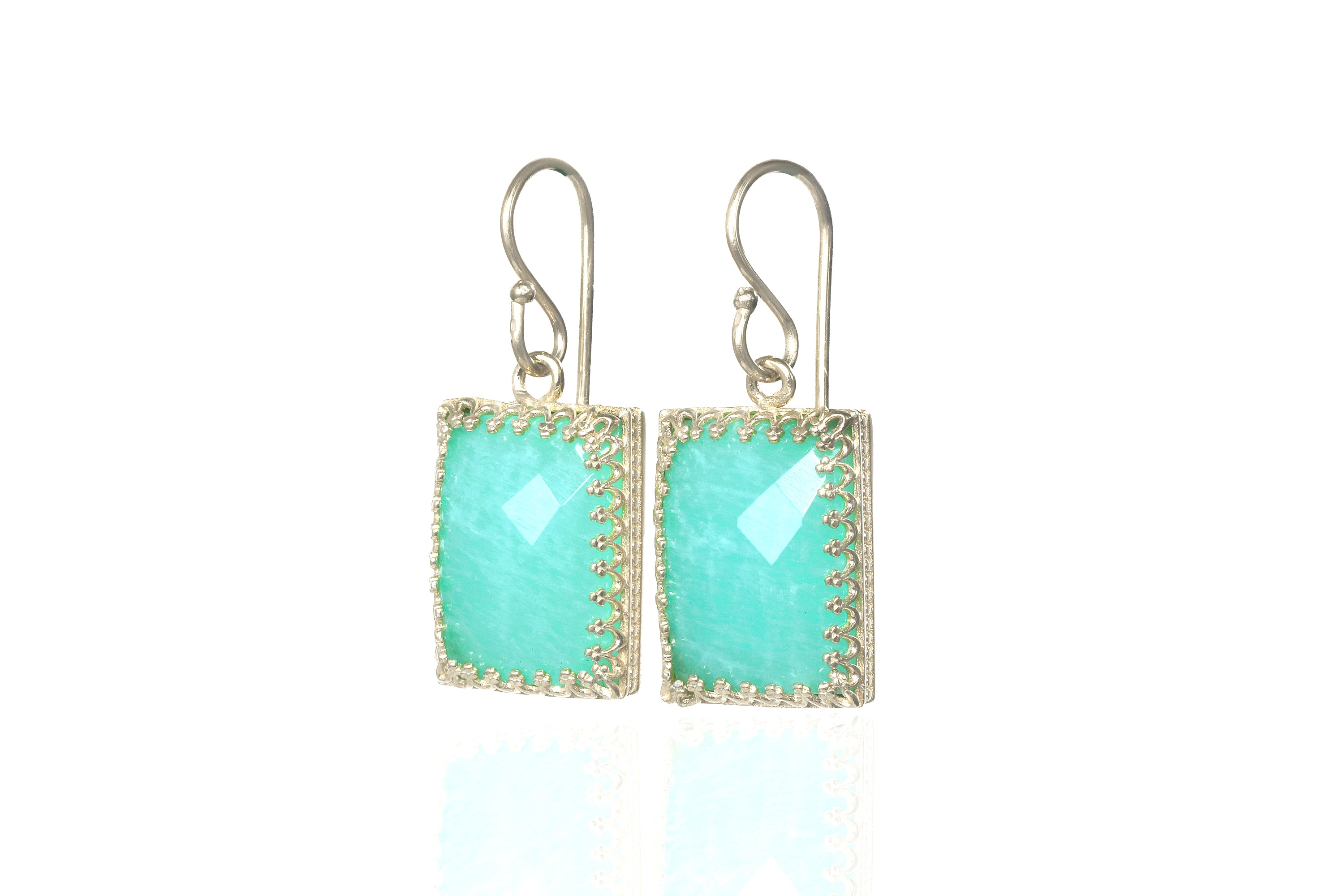 Intricate Statement Amazonite Gold Earrings Earrings Anemone Jewelry
