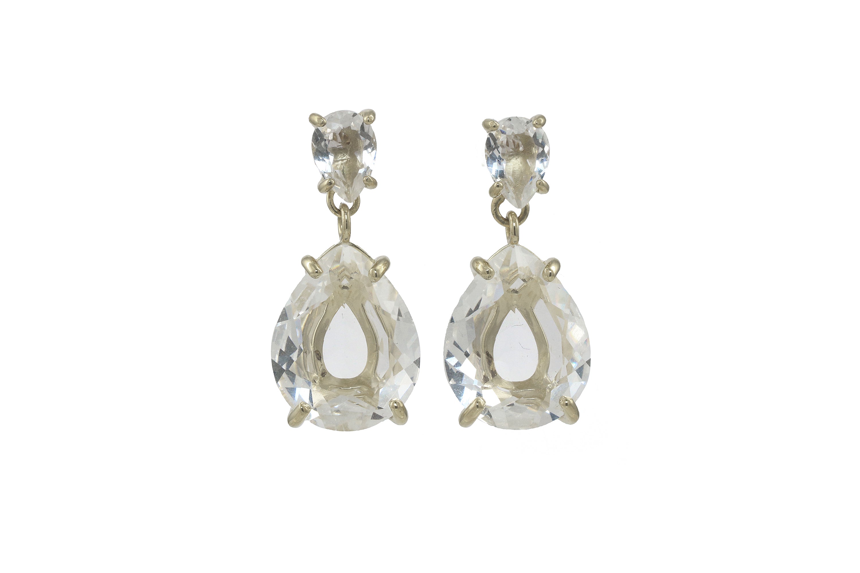 Glitzy Crystal Quartz Gold Stud Earrings Earrings Anemone Jewelry