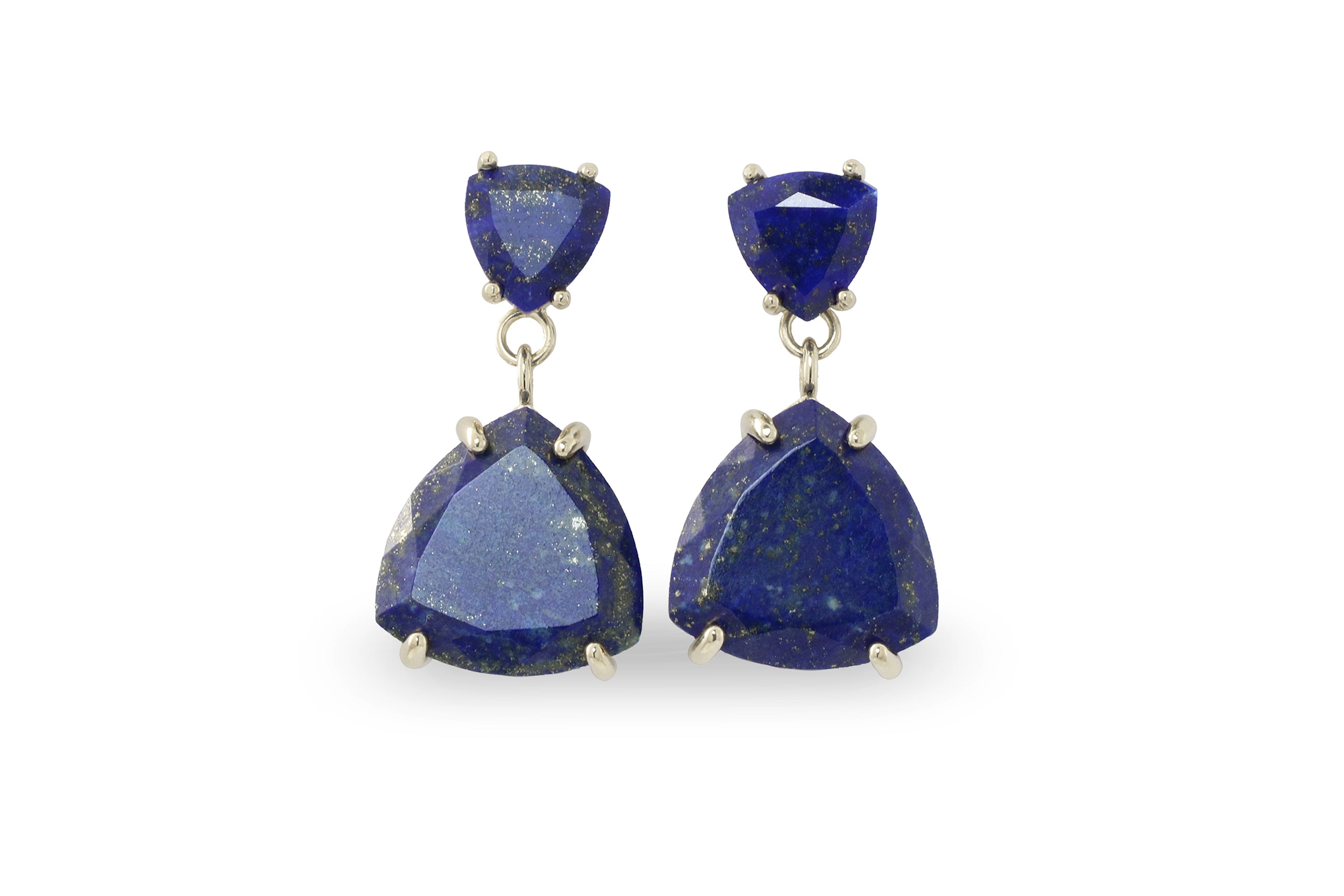 Lapis Lazuli Double Stone Gemstone Gold Earrings Earrings Anemone Jewelry
