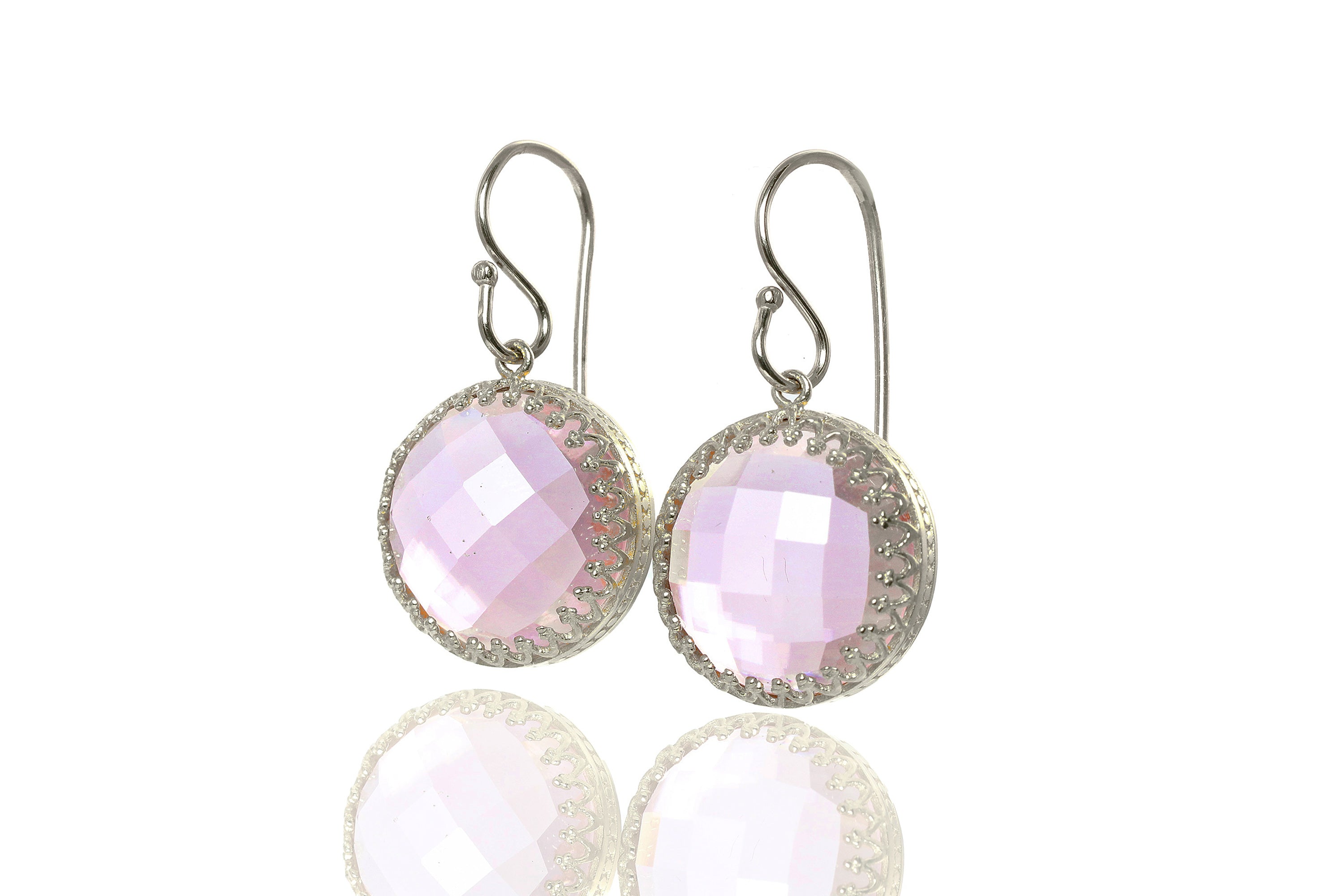 Statement Rose Quartz Gold Earrings Earrings Anemone Jewelry