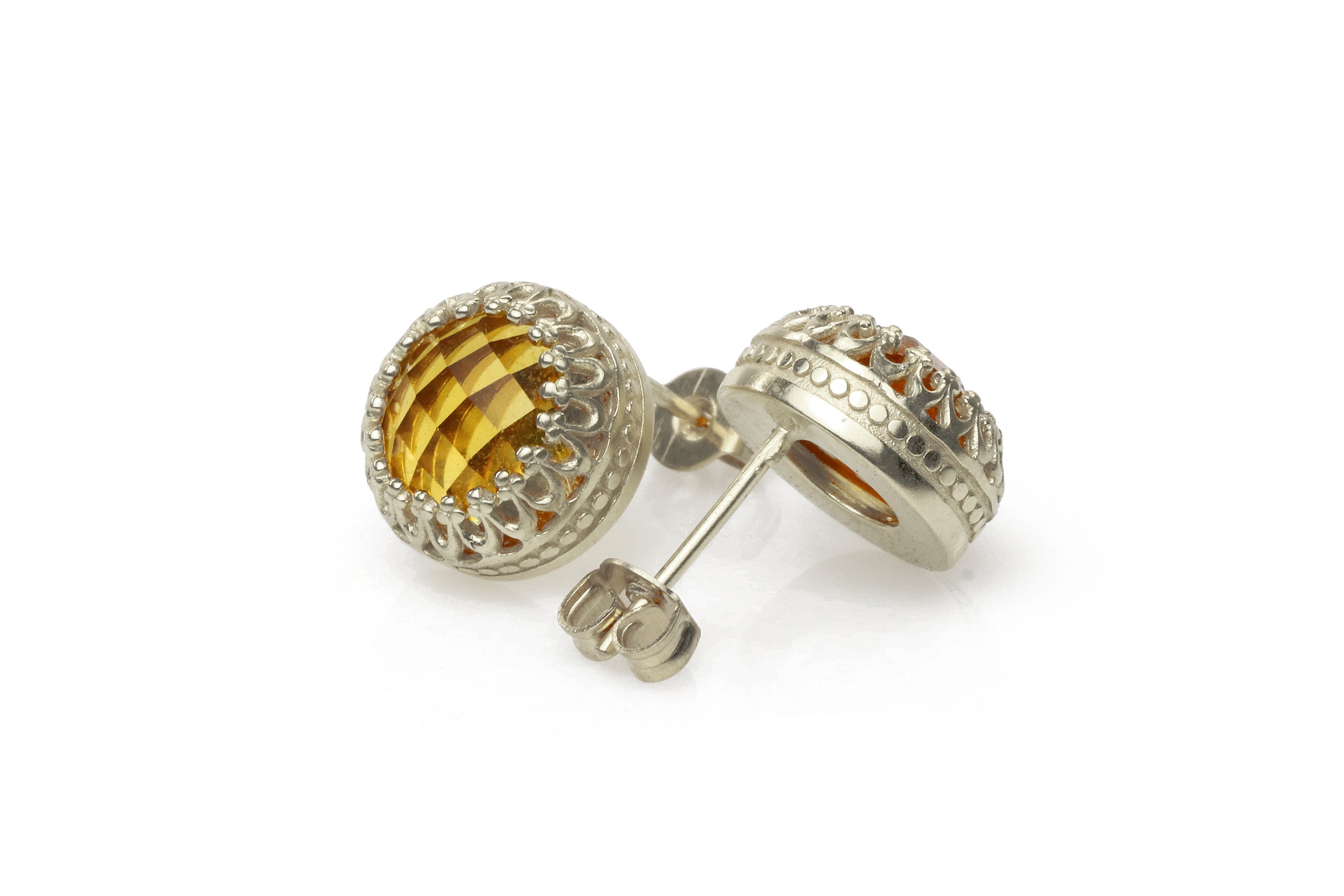 Citrine Earrings in 925 Sterling Silver Earrings Anemone Jewelry