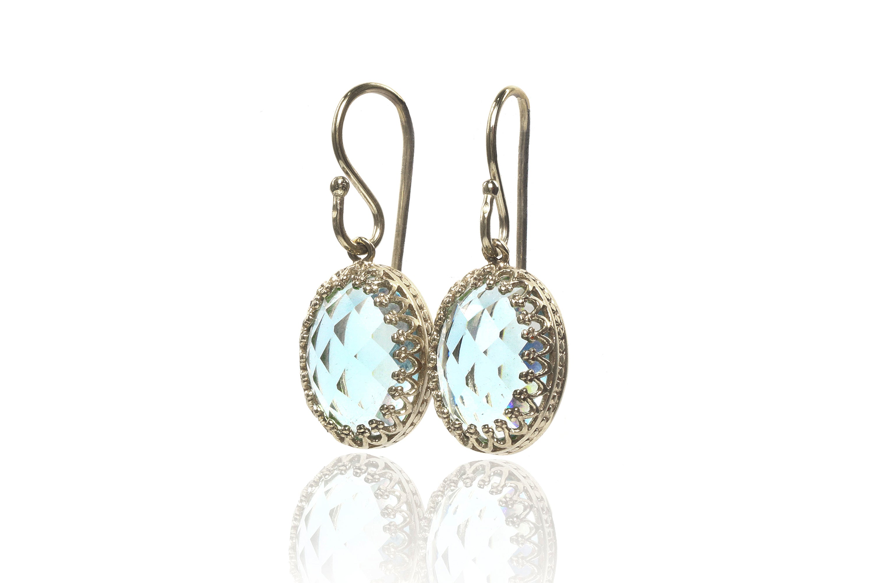 Exquisite Blue Topaz Gold Earrings Earrings Anemone Jewelry