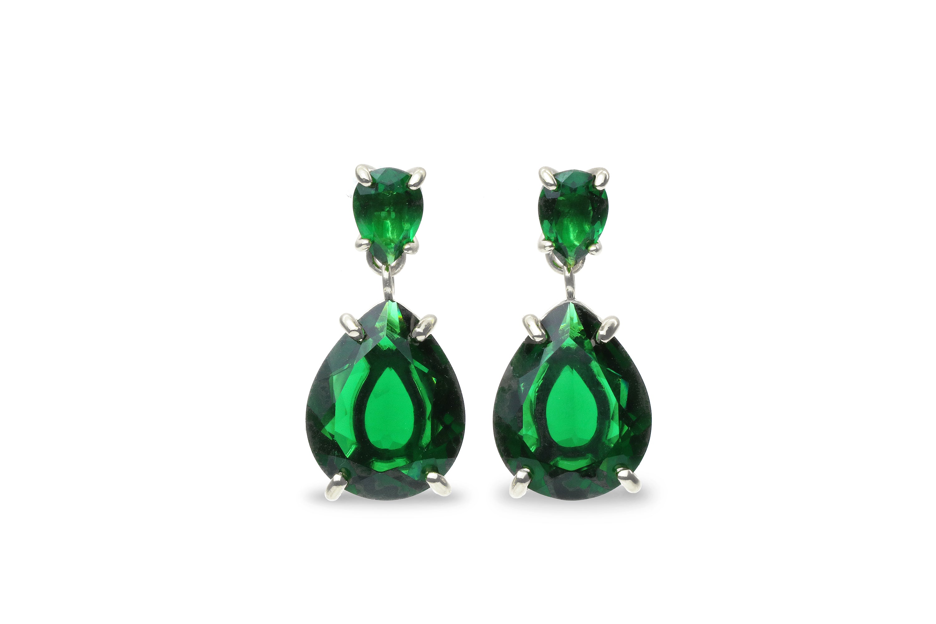 Luxurious Sterling Silver Emerald Earrings Earrings Anemone Jewelry