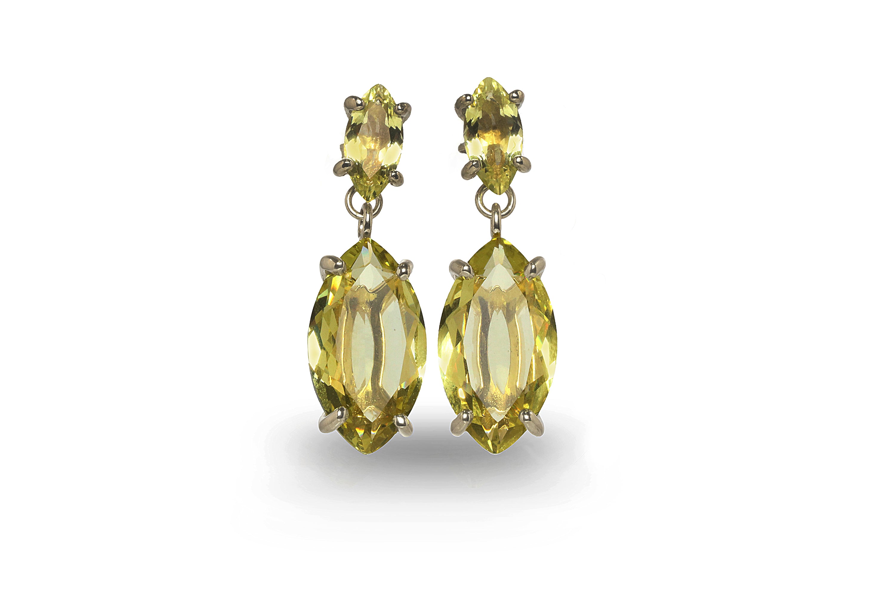 Bright Marquise Lemon Quartz Earrings in 14k Gold Earrings Anemone Jewelry