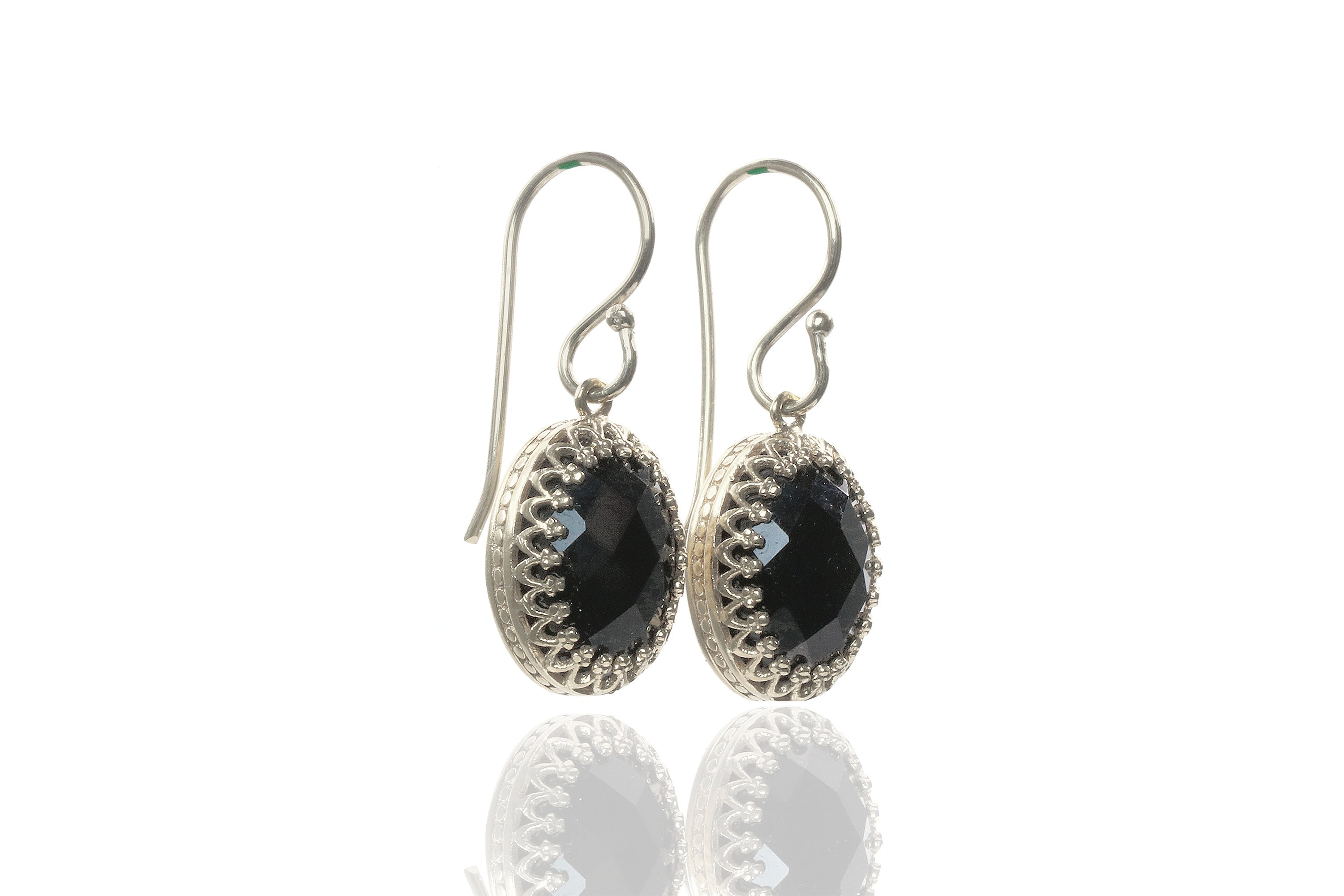Black Onyx Sterling Silver Earrings Earrings Anemone Jewelry