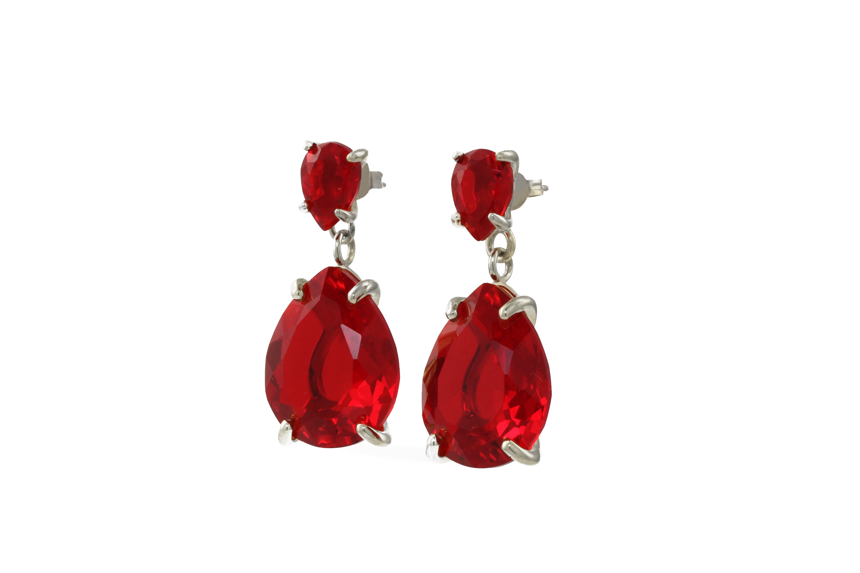 Dangling Pear Ruby Earrings in Gold Earrings Anemone Jewelry