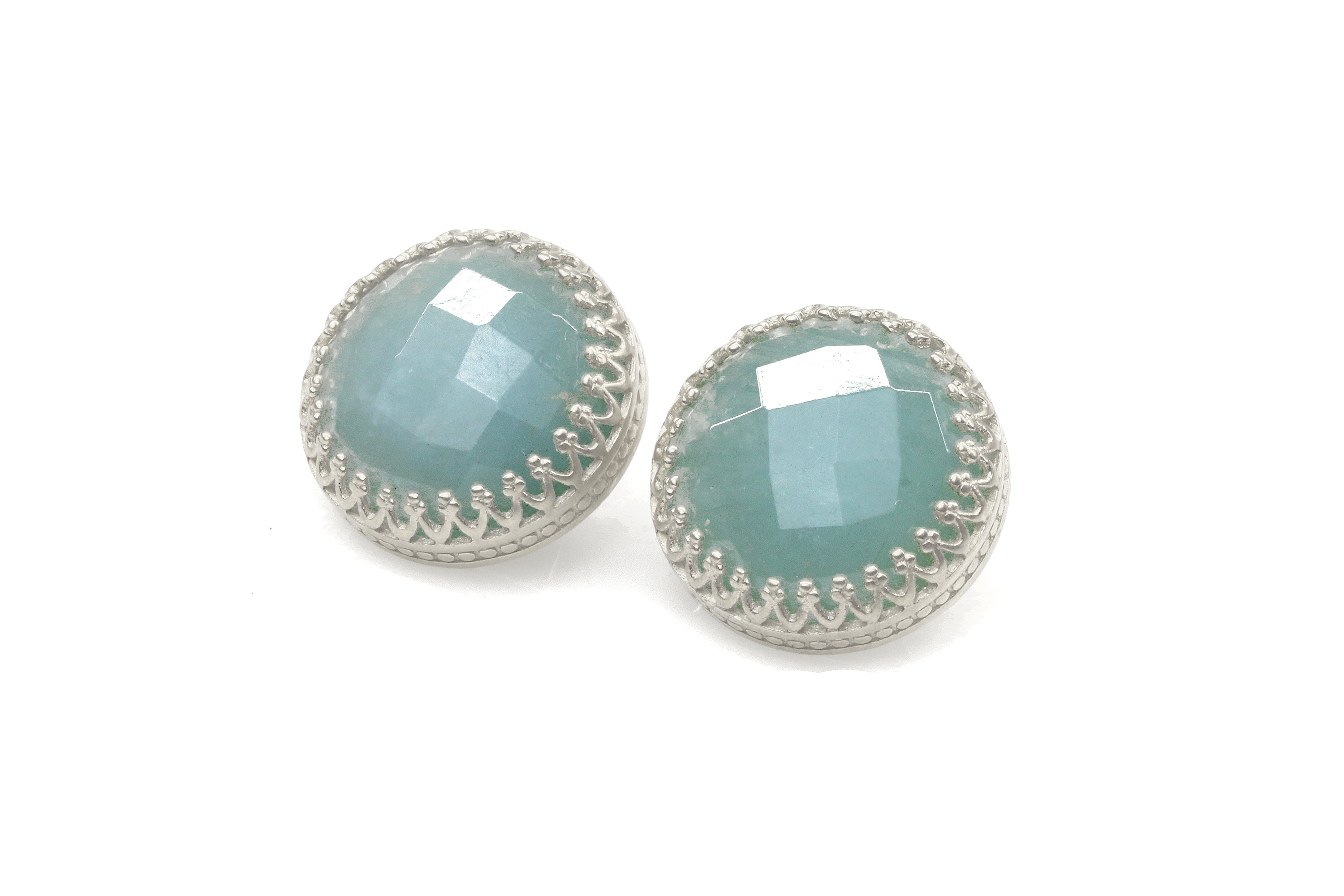 Statement Aquamarine Stud Earrings Earrings Anemone Jewelry