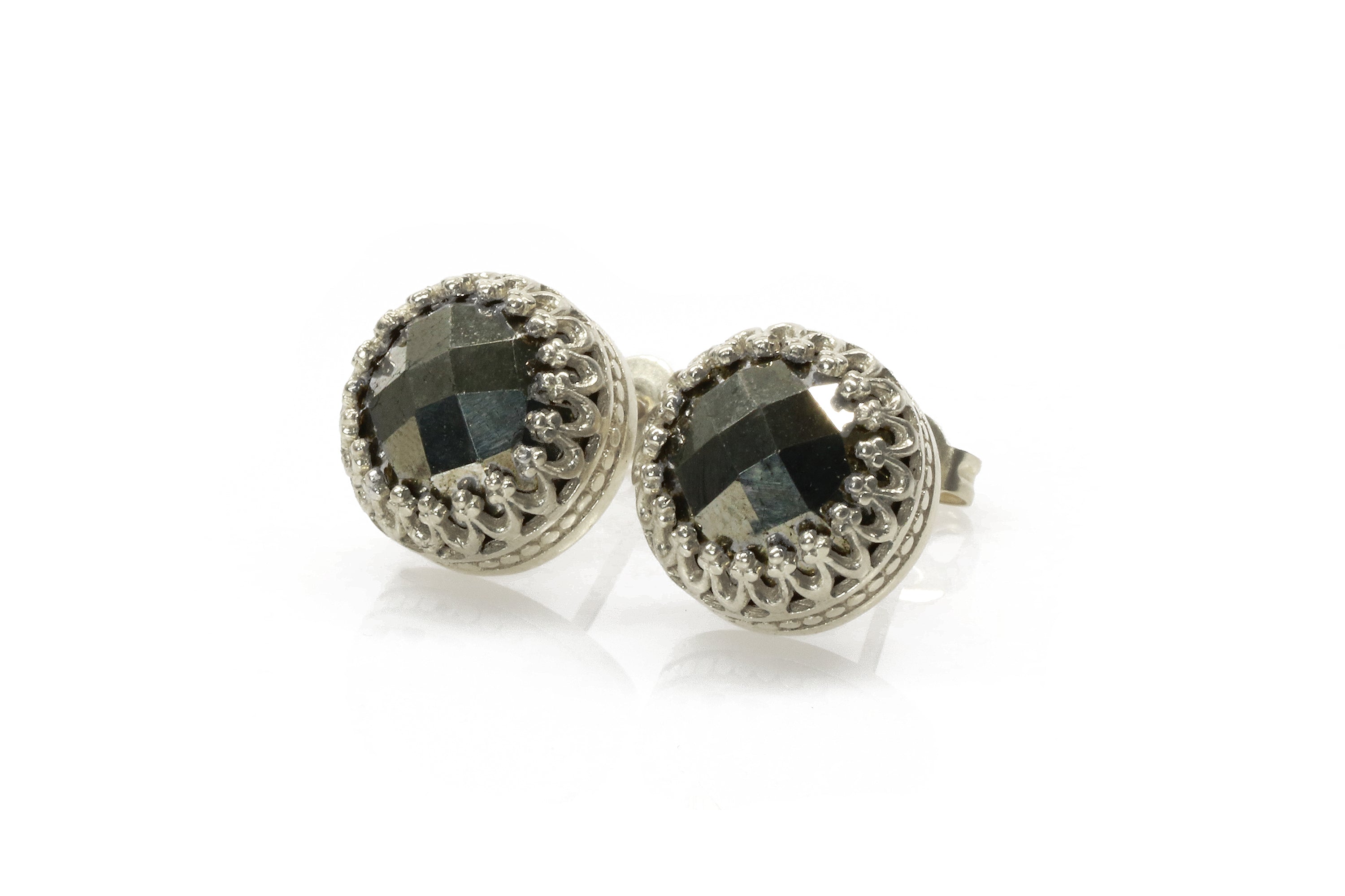 Pyrite Gold Stud Earrings Earrings Anemone Jewelry