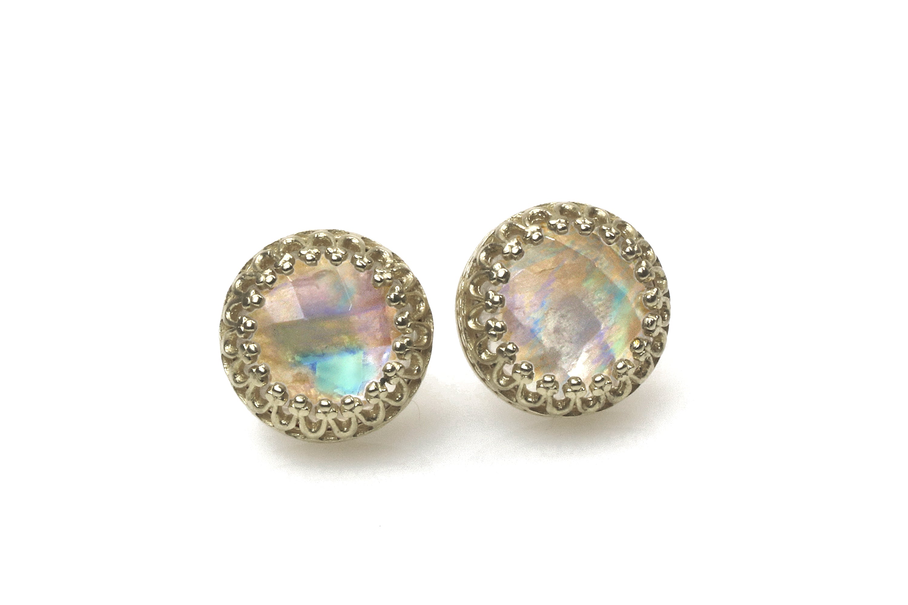 Iridescent Moonstone Earrings in 14k Gold Earrings Anemone Jewelry