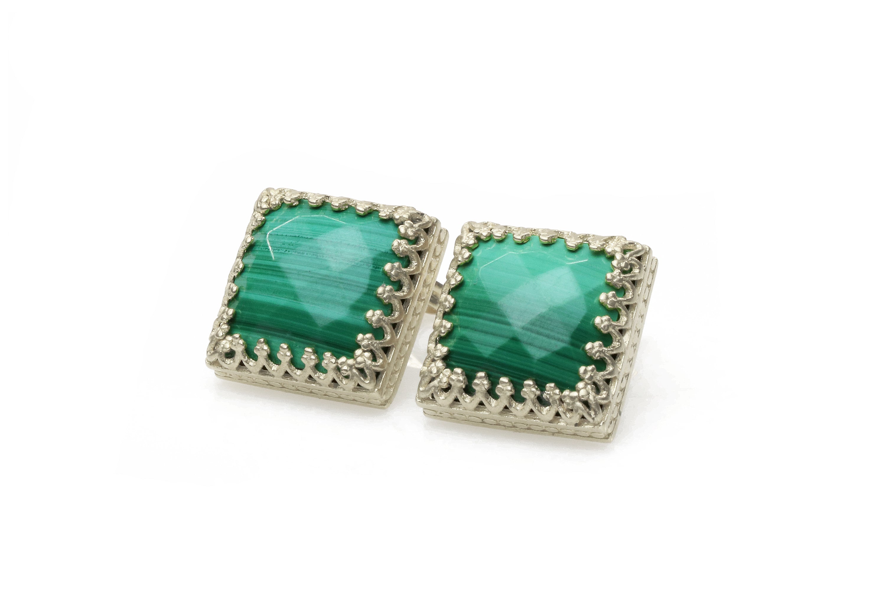 Square Malachite Gold Earrings for Women Earrings Anemone Jewelry