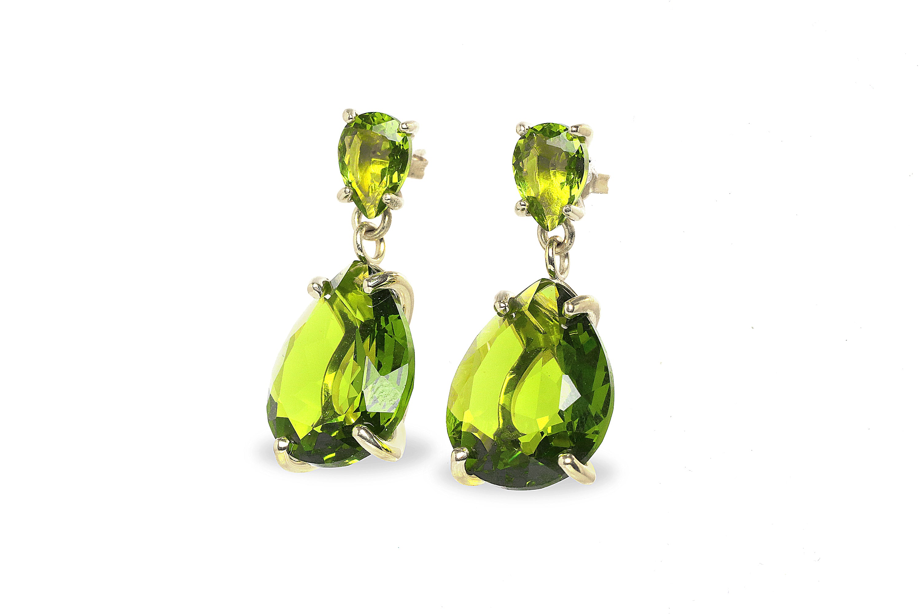 Double Pear Peridot Earrings Earrings Anemone Jewelry